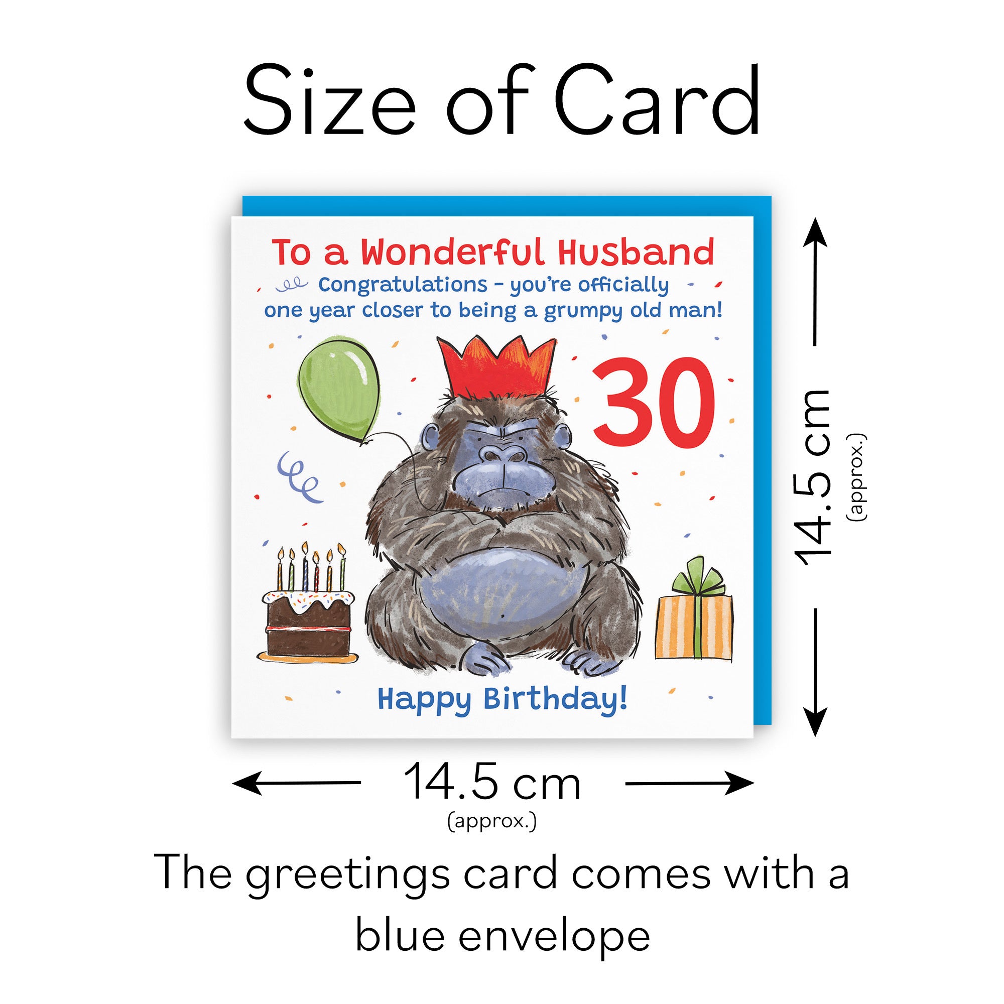 30th Husband Birthday Card Grumpy Gorilla Animal Party - Default Title (RM00603)