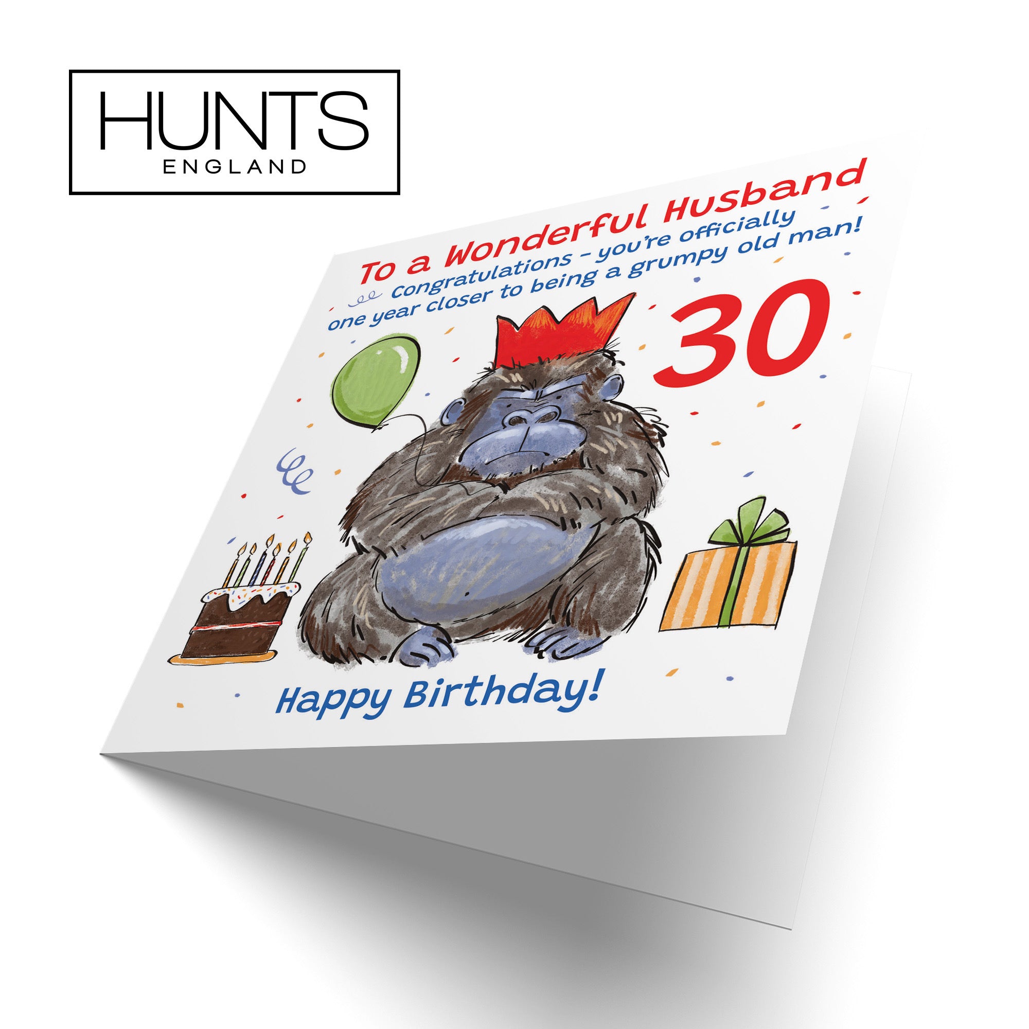 30th Husband Birthday Card Grumpy Gorilla Animal Party - Default Title (RM00603)