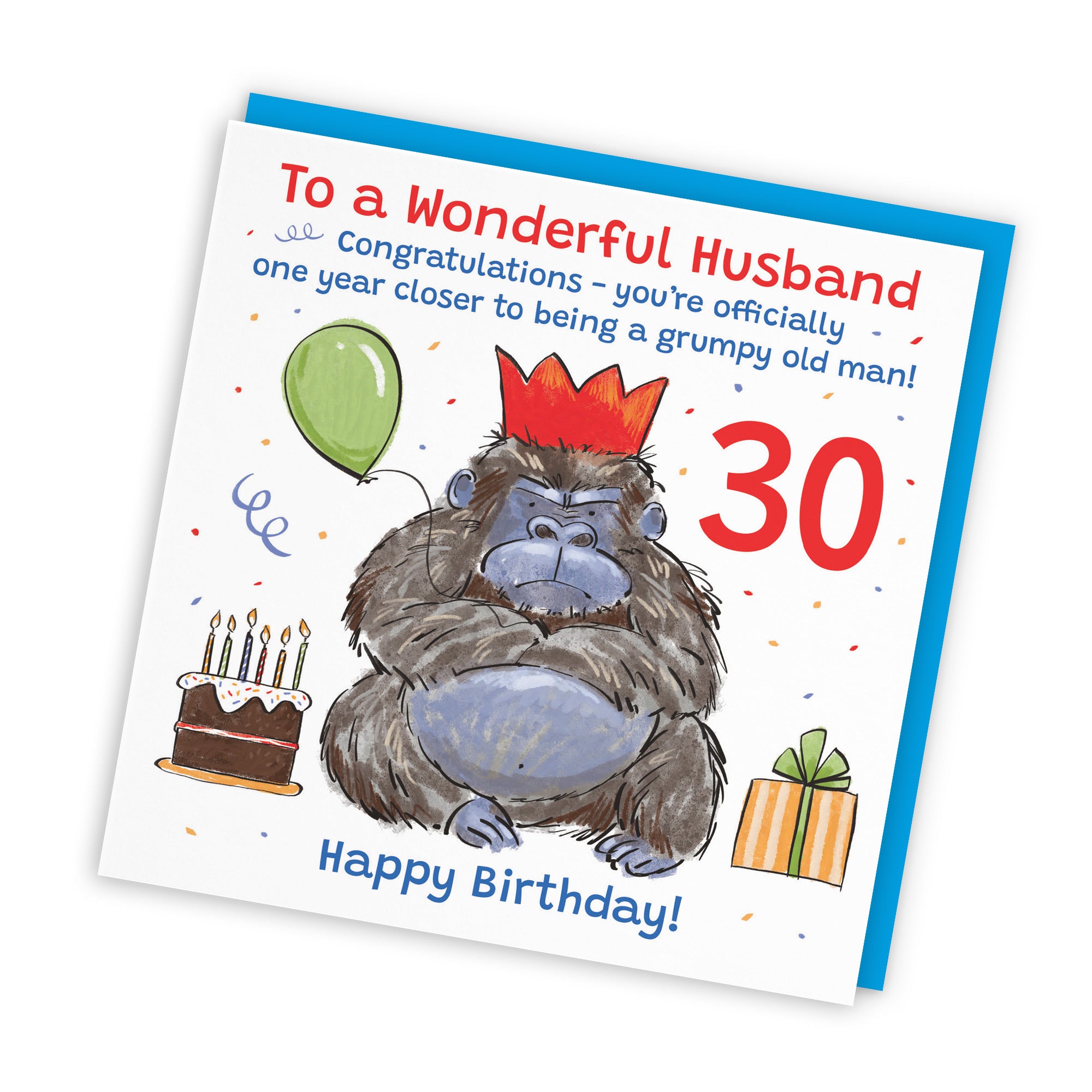 30th Husband Birthday Card Grumpy Gorilla Animal Party - Default Title (RM00603)