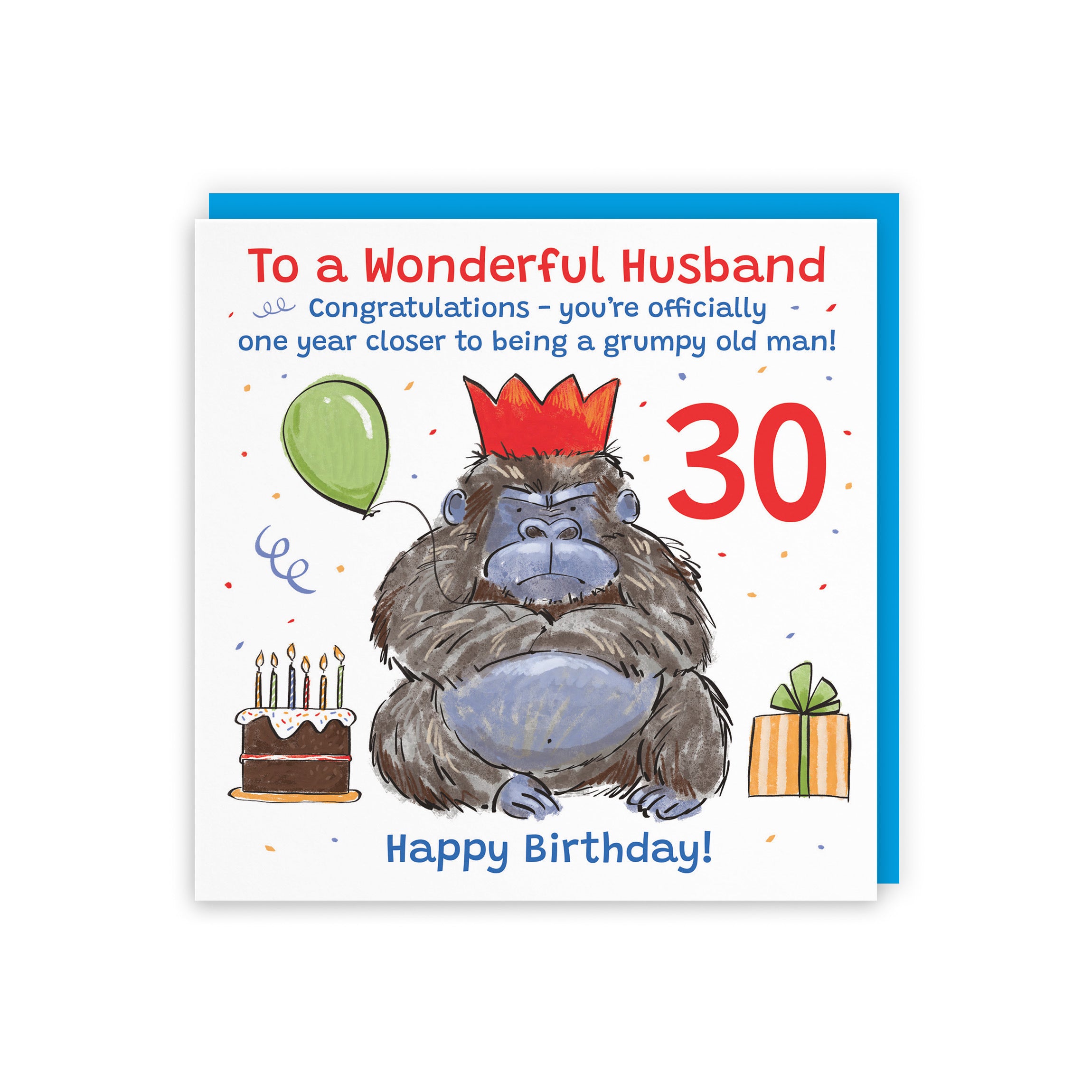 30th Husband Birthday Card Grumpy Gorilla Animal Party - Default Title (RM00603)