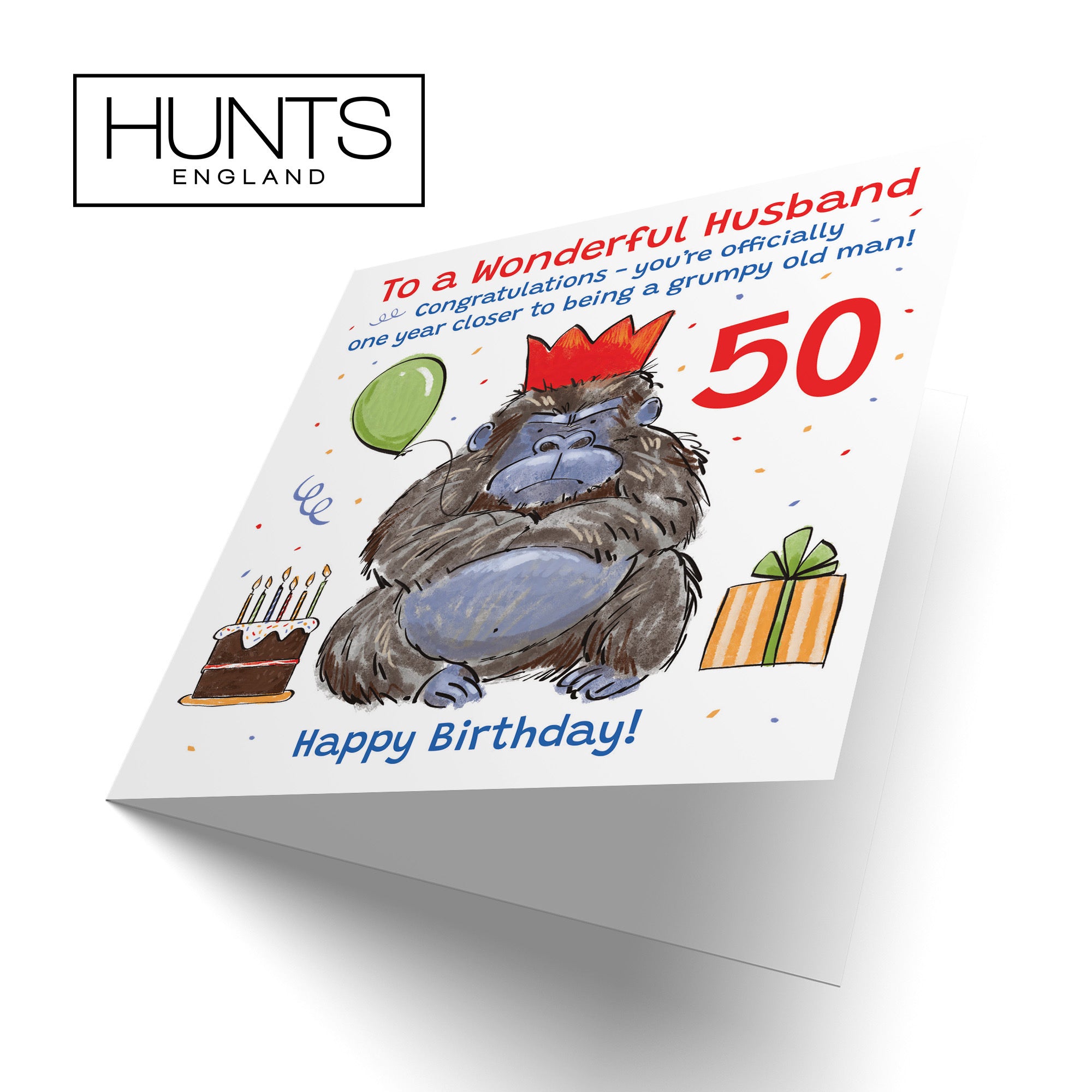 50th Husband Birthday Card Grumpy Gorilla Animal Party - Default Title (RM00605)