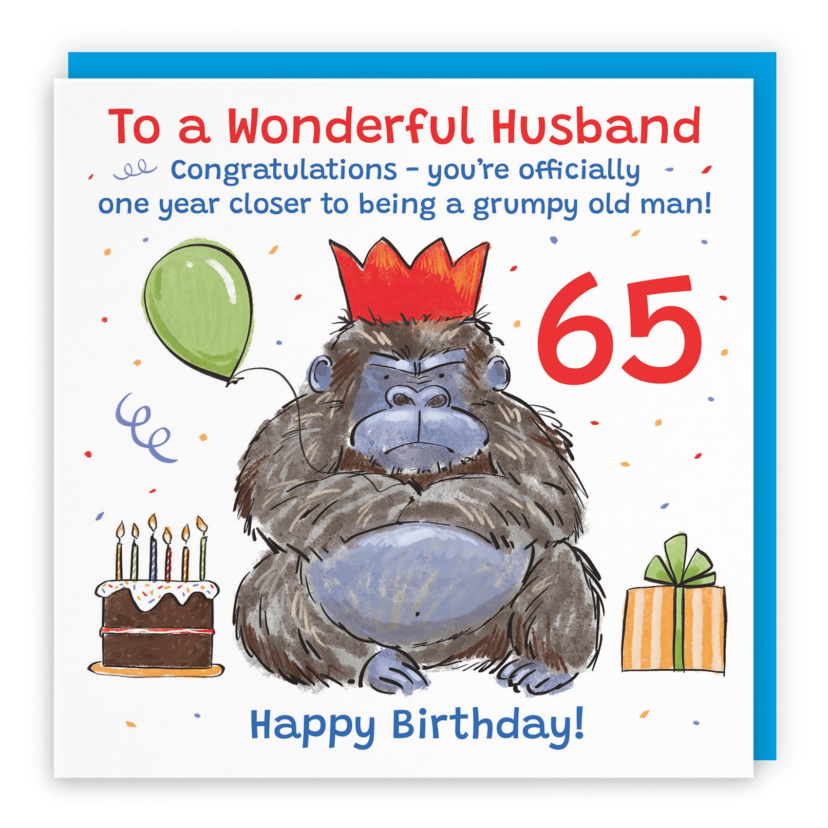 65th Husband Birthday Card Grumpy Gorilla Animal Party - Default Title (RM00608)