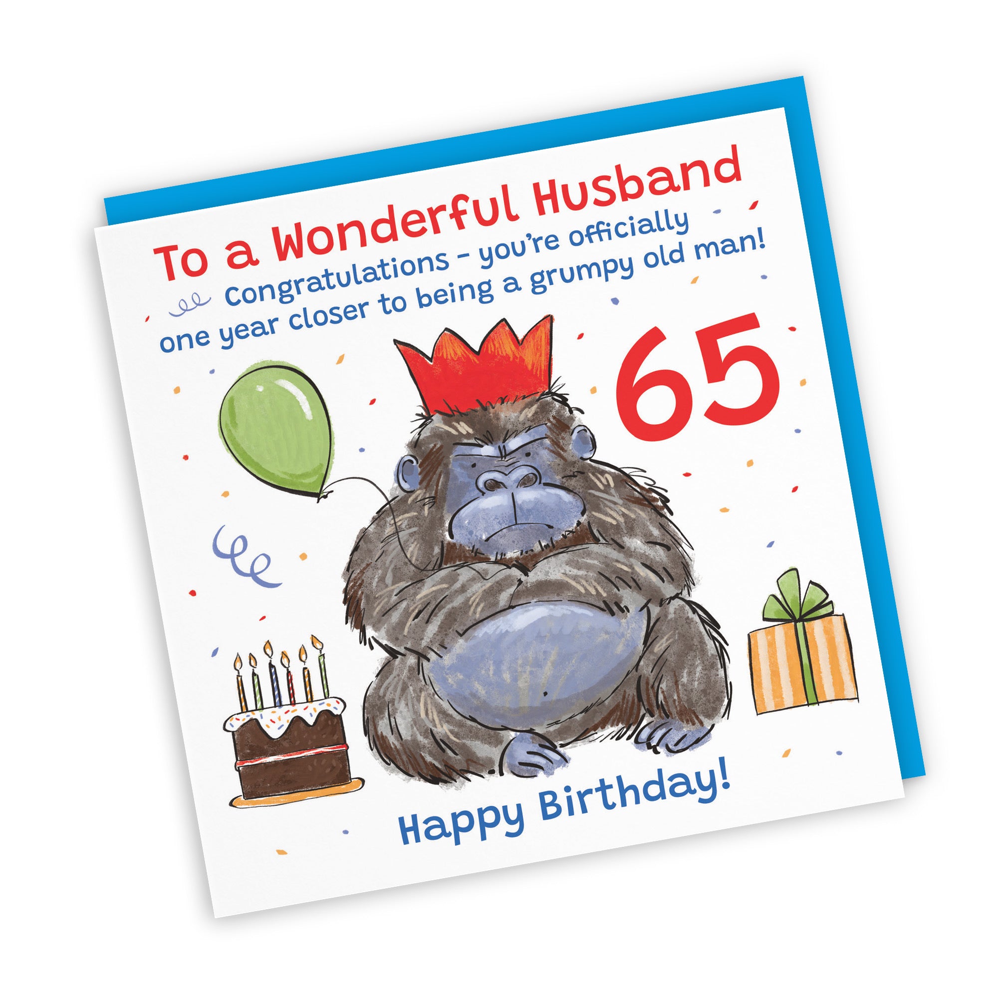 65th Husband Birthday Card Grumpy Gorilla Animal Party - Default Title (RM00608)