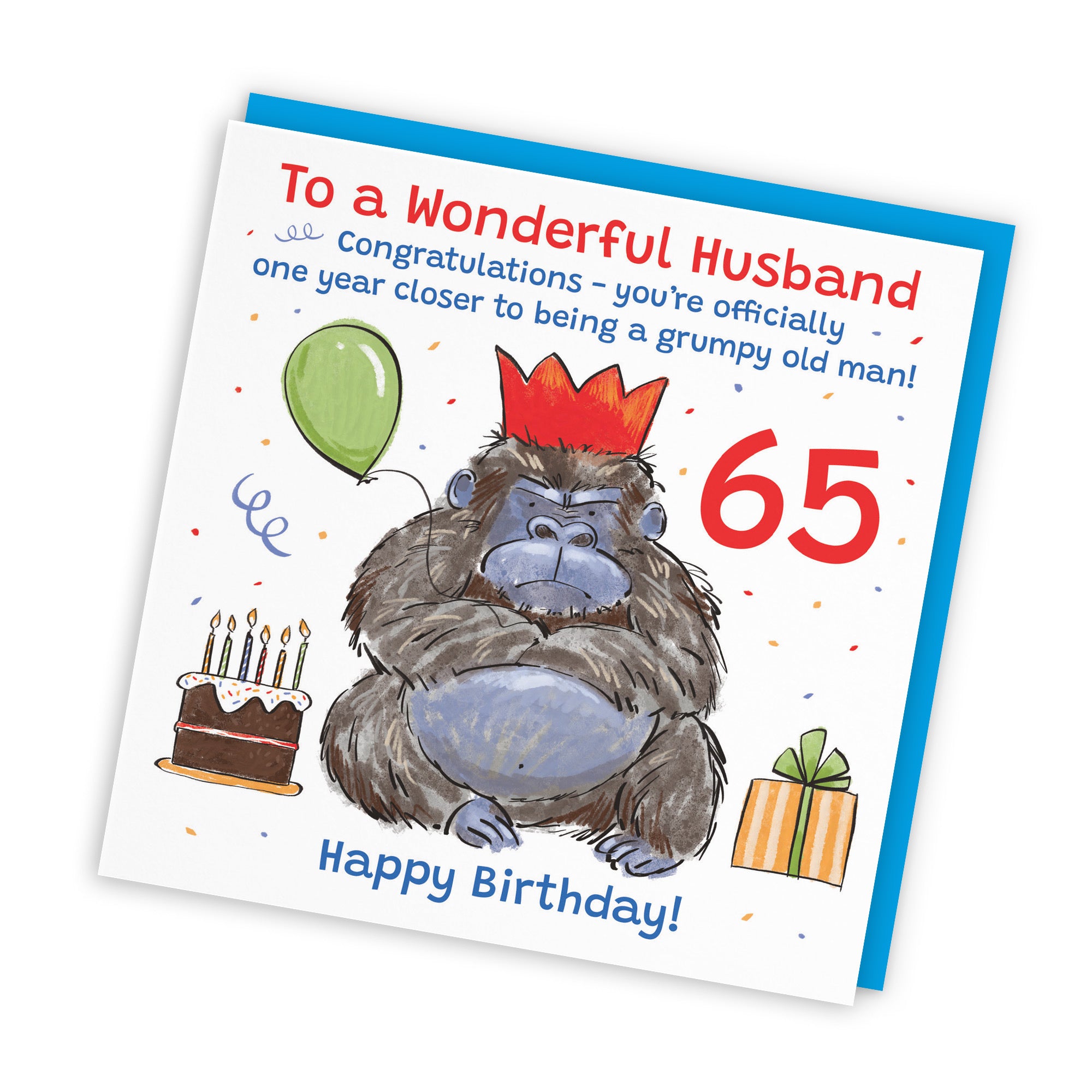 65th Husband Birthday Card Grumpy Gorilla Animal Party - Default Title (RM00608)