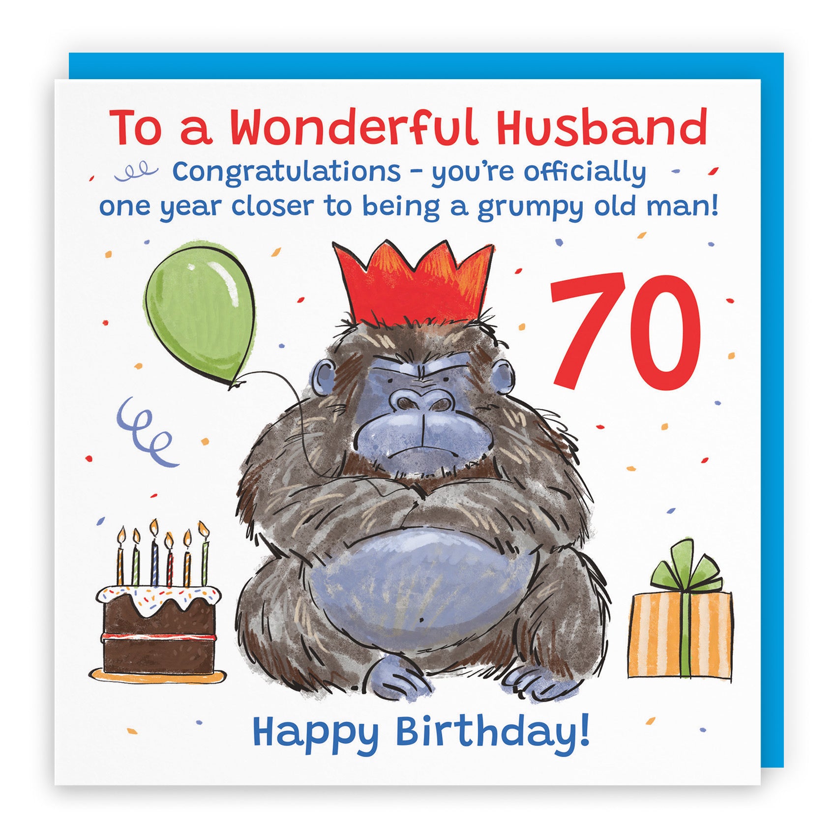 70th Husband Birthday Card Grumpy Gorilla Animal Party - Default Title (RM00609)