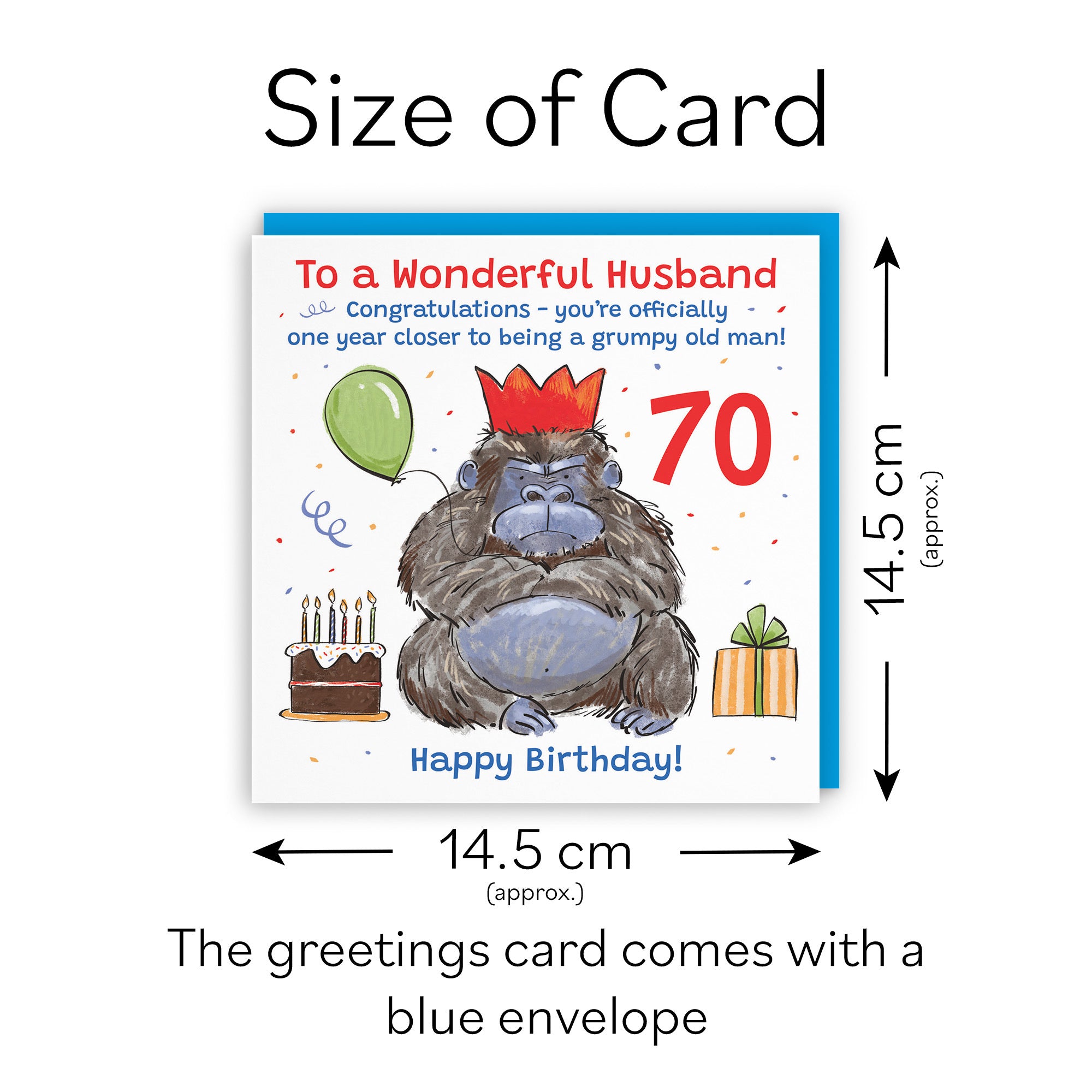 70th Husband Birthday Card Grumpy Gorilla Animal Party - Default Title (RM00609)