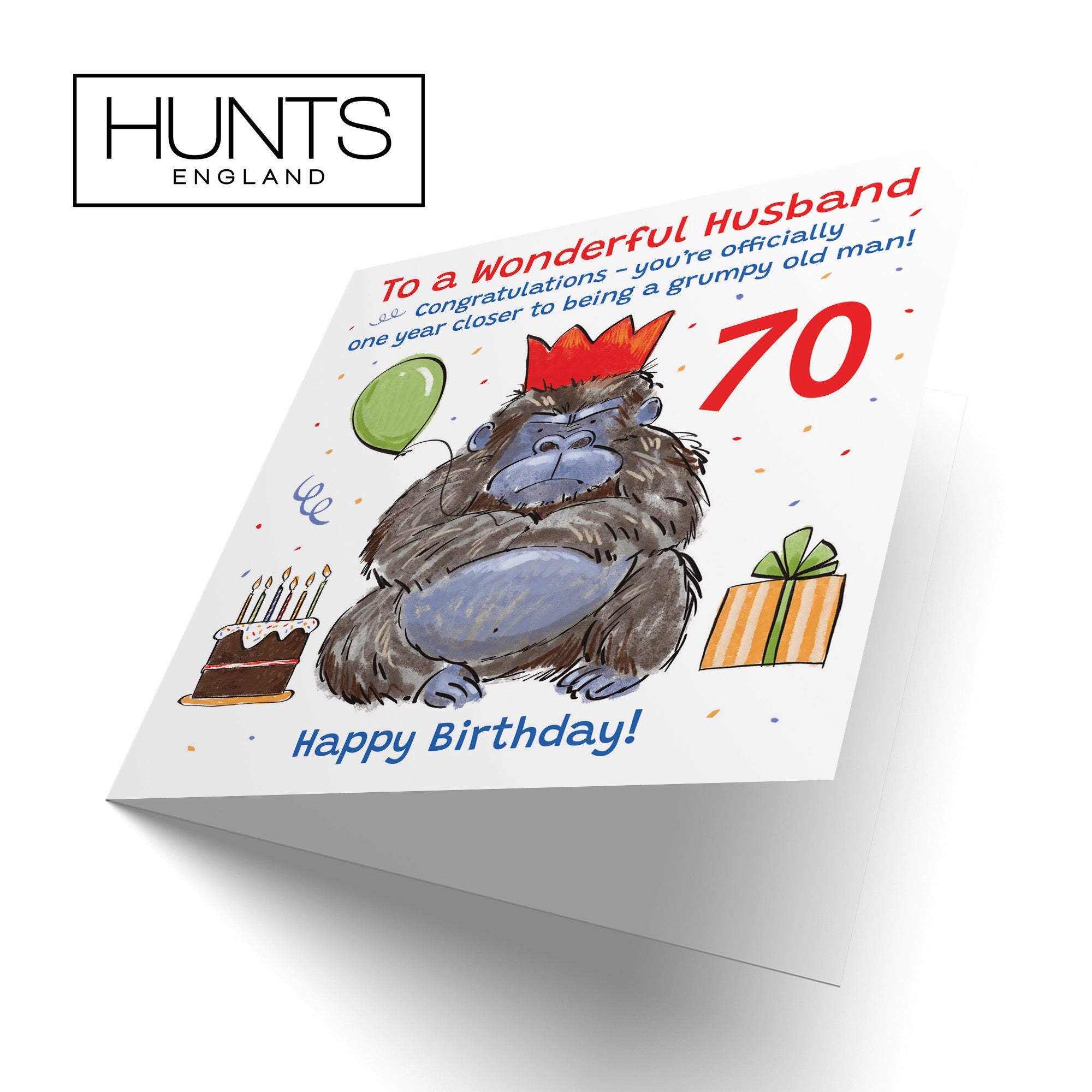 70th Husband Birthday Card Grumpy Gorilla Animal Party - Default Title (RM00609)