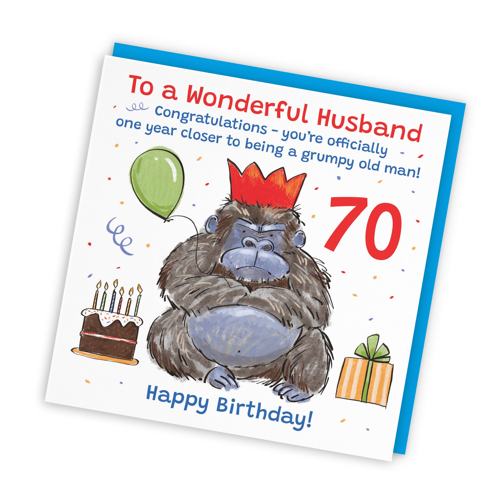 70th Husband Birthday Card Grumpy Gorilla Animal Party - Default Title (RM00609)