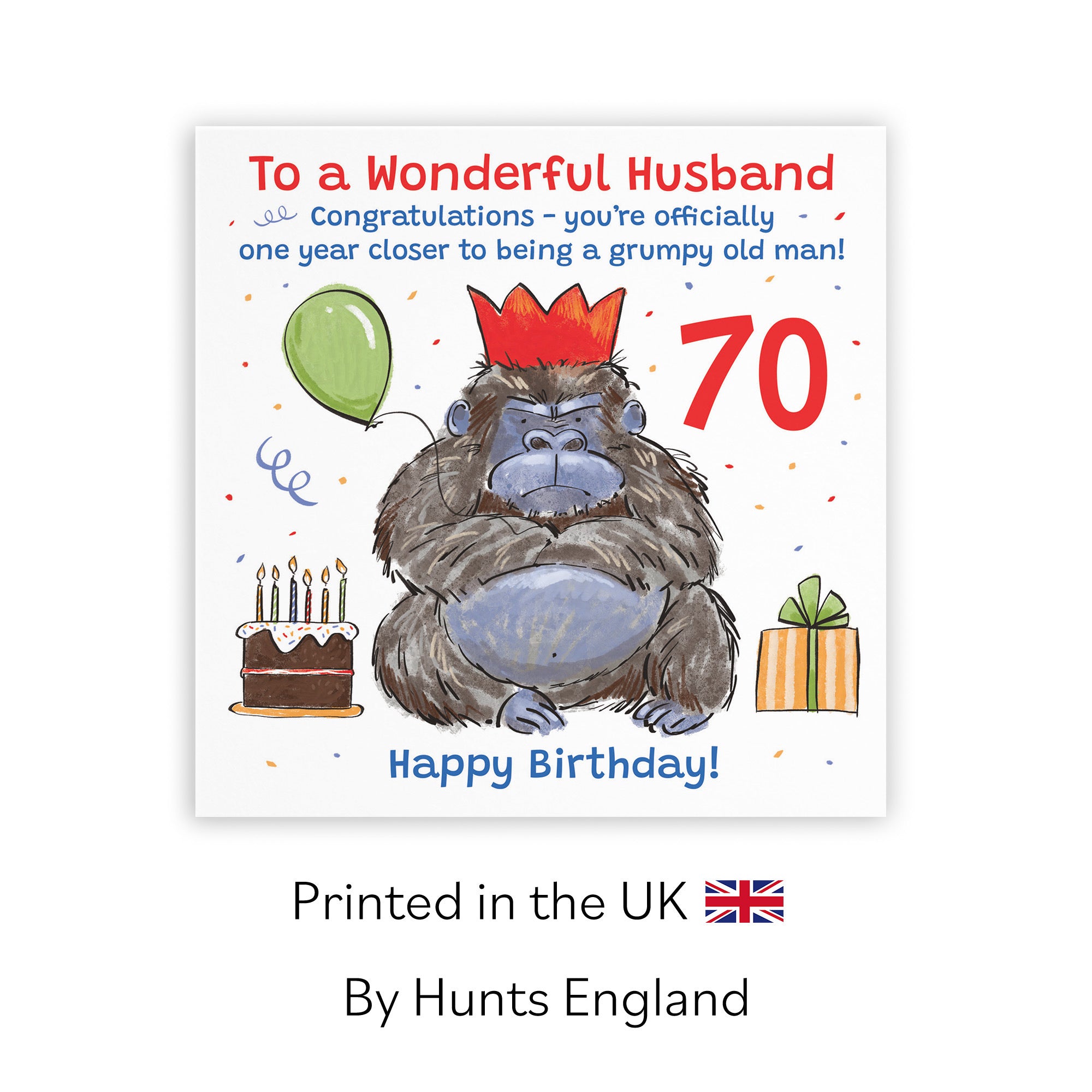 70th Husband Birthday Card Grumpy Gorilla Animal Party - Default Title (RM00609)