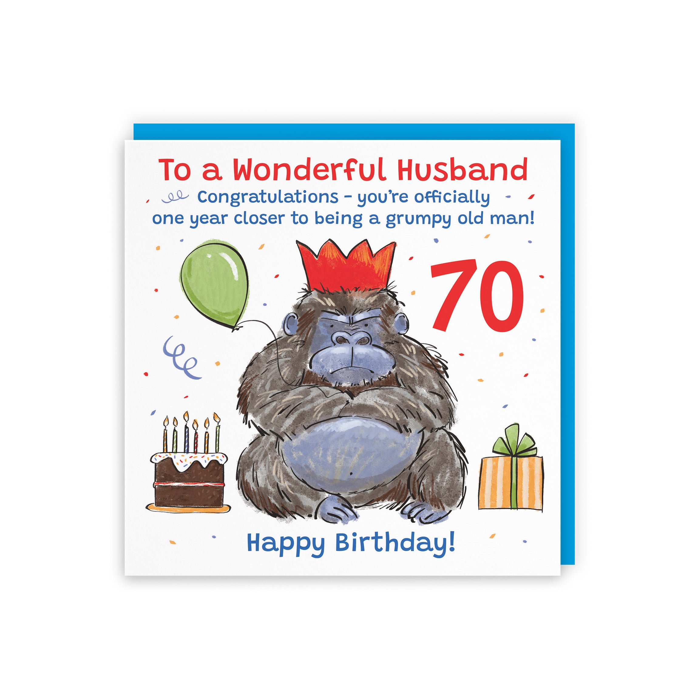 70th Husband Birthday Card Grumpy Gorilla Animal Party - Default Title (RM00609)