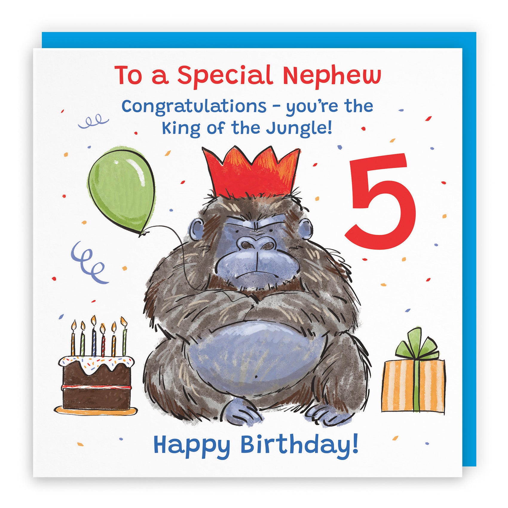 5th Nephew Birthday Card Grumpy Gorilla Animal Party - Default Title (RM00611)