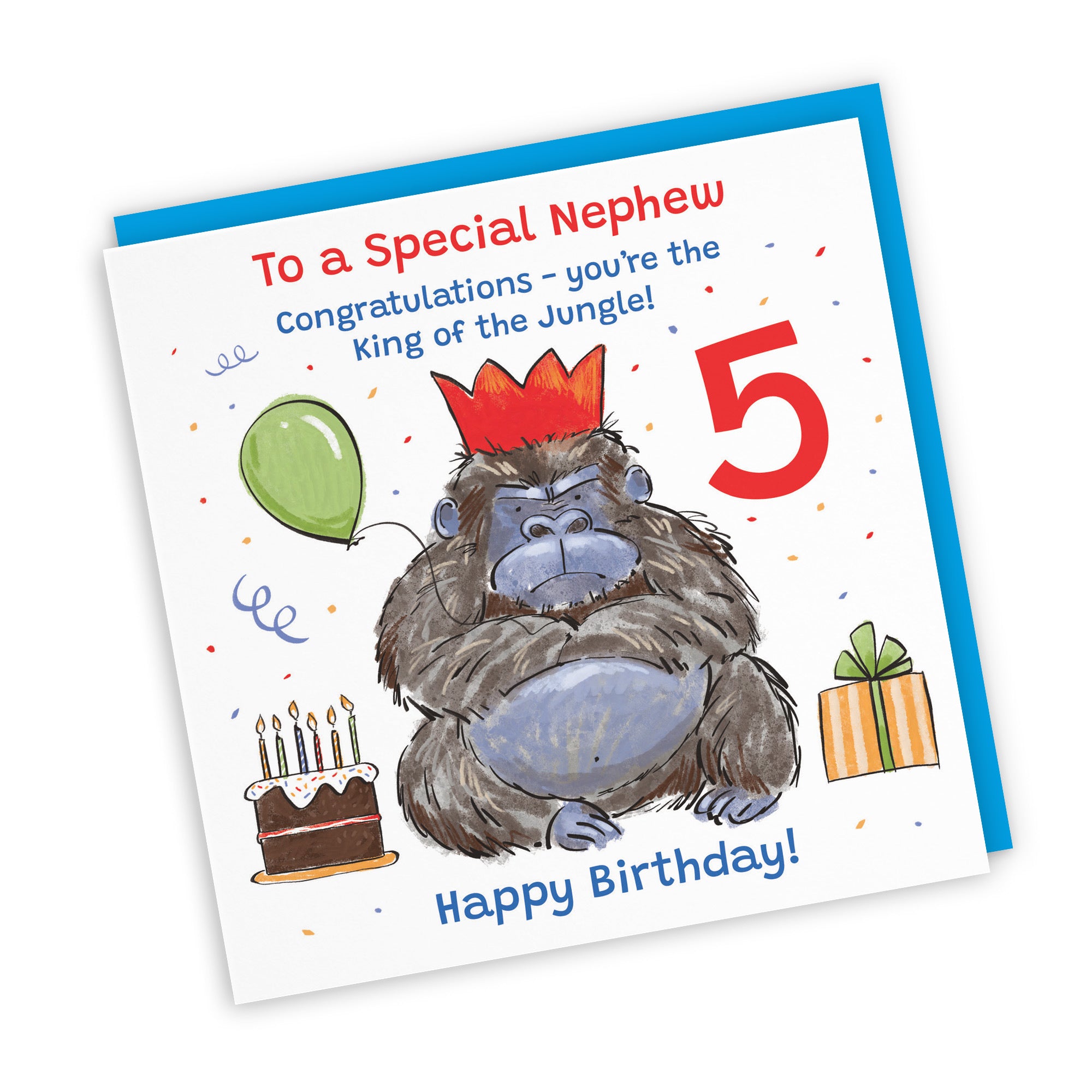 5th Nephew Birthday Card Grumpy Gorilla Animal Party - Default Title (RM00611)