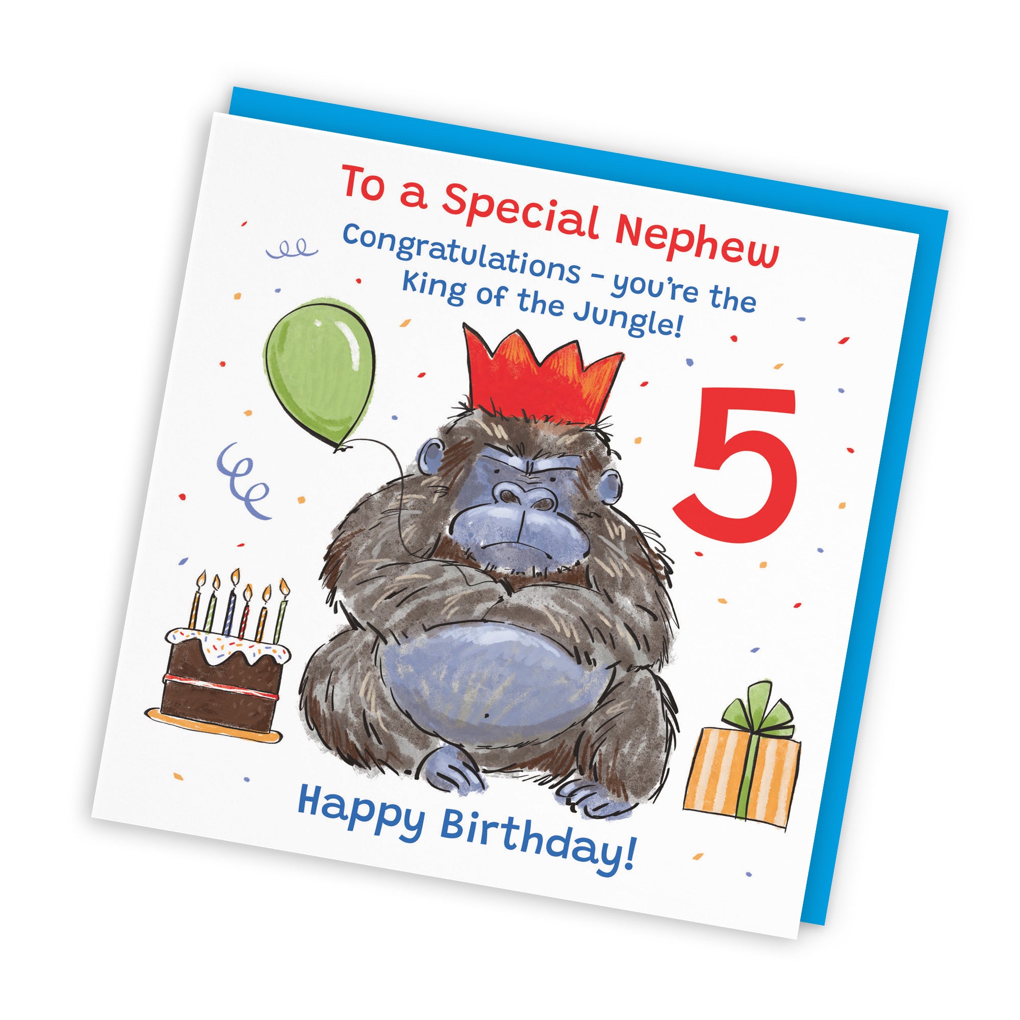 5th Nephew Birthday Card Grumpy Gorilla Animal Party - Default Title (RM00611)