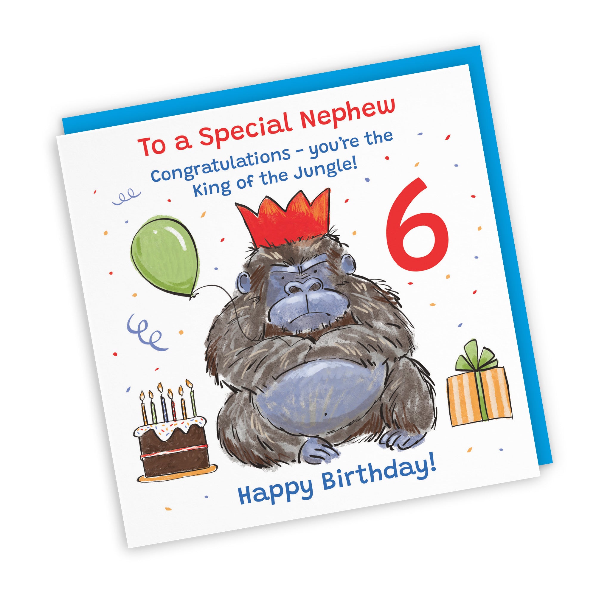 6th Nephew Birthday Card Grumpy Gorilla Animal Party - Default Title (RM00612)