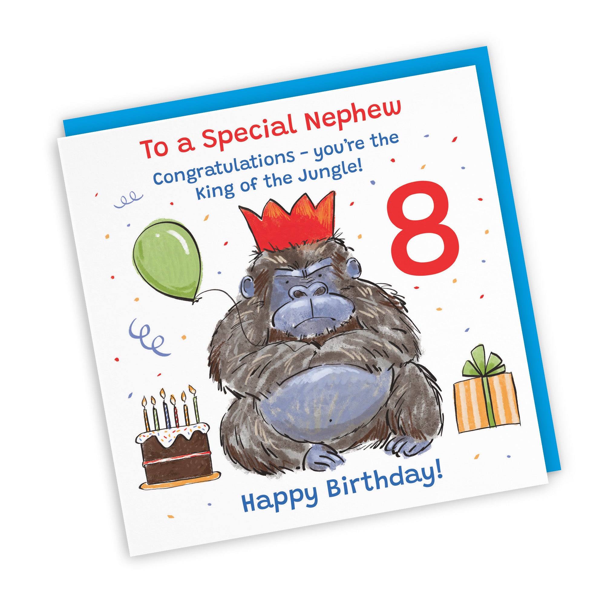 8th Nephew Birthday Card Grumpy Gorilla Animal Party - Default Title (RM00614)