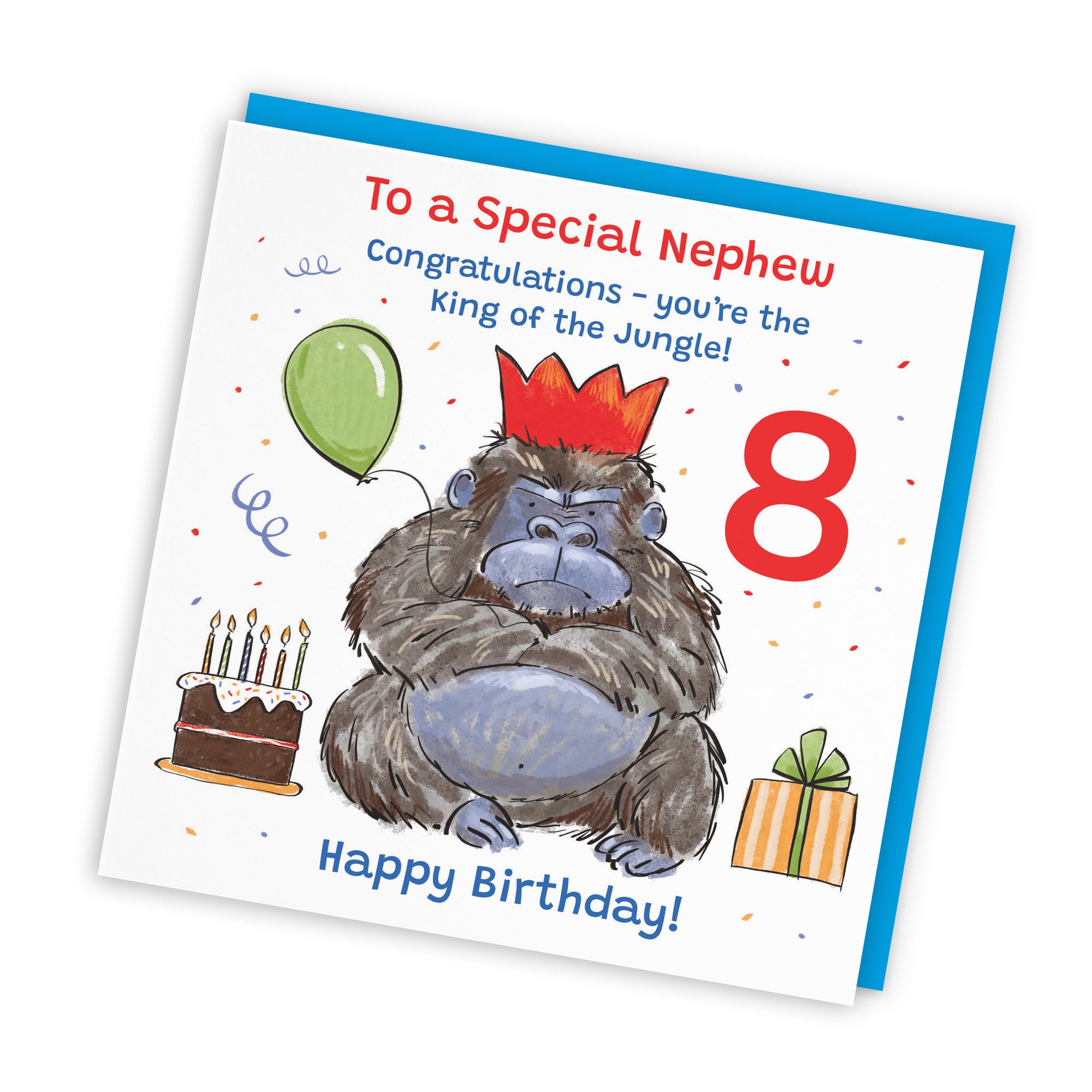 8th Nephew Birthday Card Grumpy Gorilla Animal Party - Default Title (RM00614)