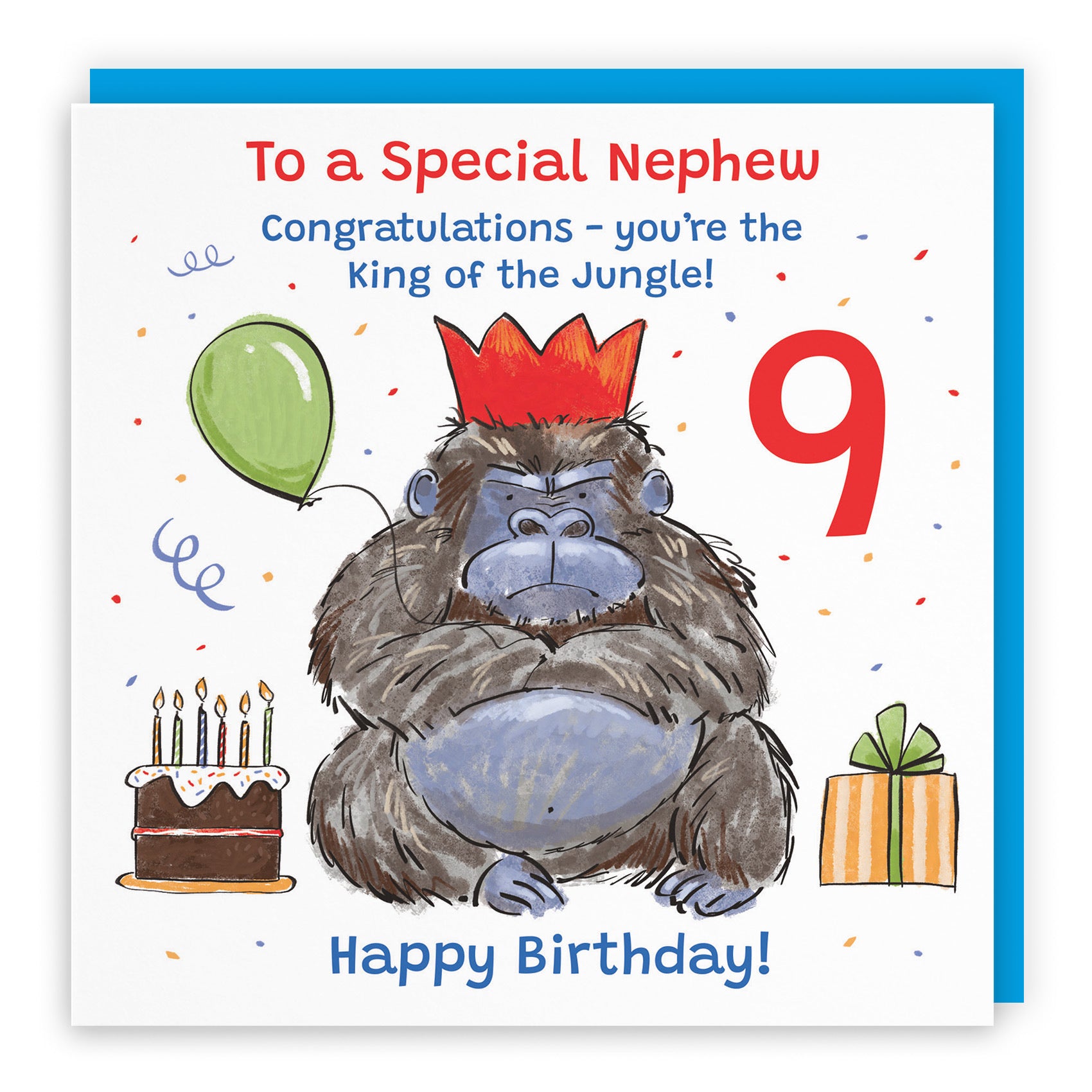 9th Nephew Birthday Card Grumpy Gorilla Animal Party - Default Title (RM00615)
