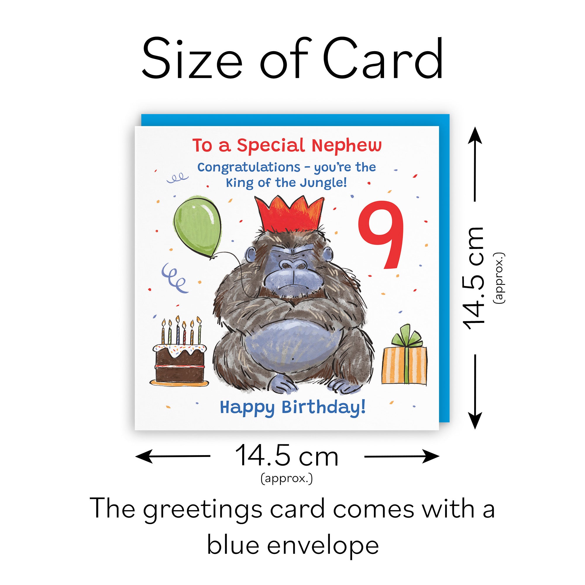 9th Nephew Birthday Card Grumpy Gorilla Animal Party - Default Title (RM00615)
