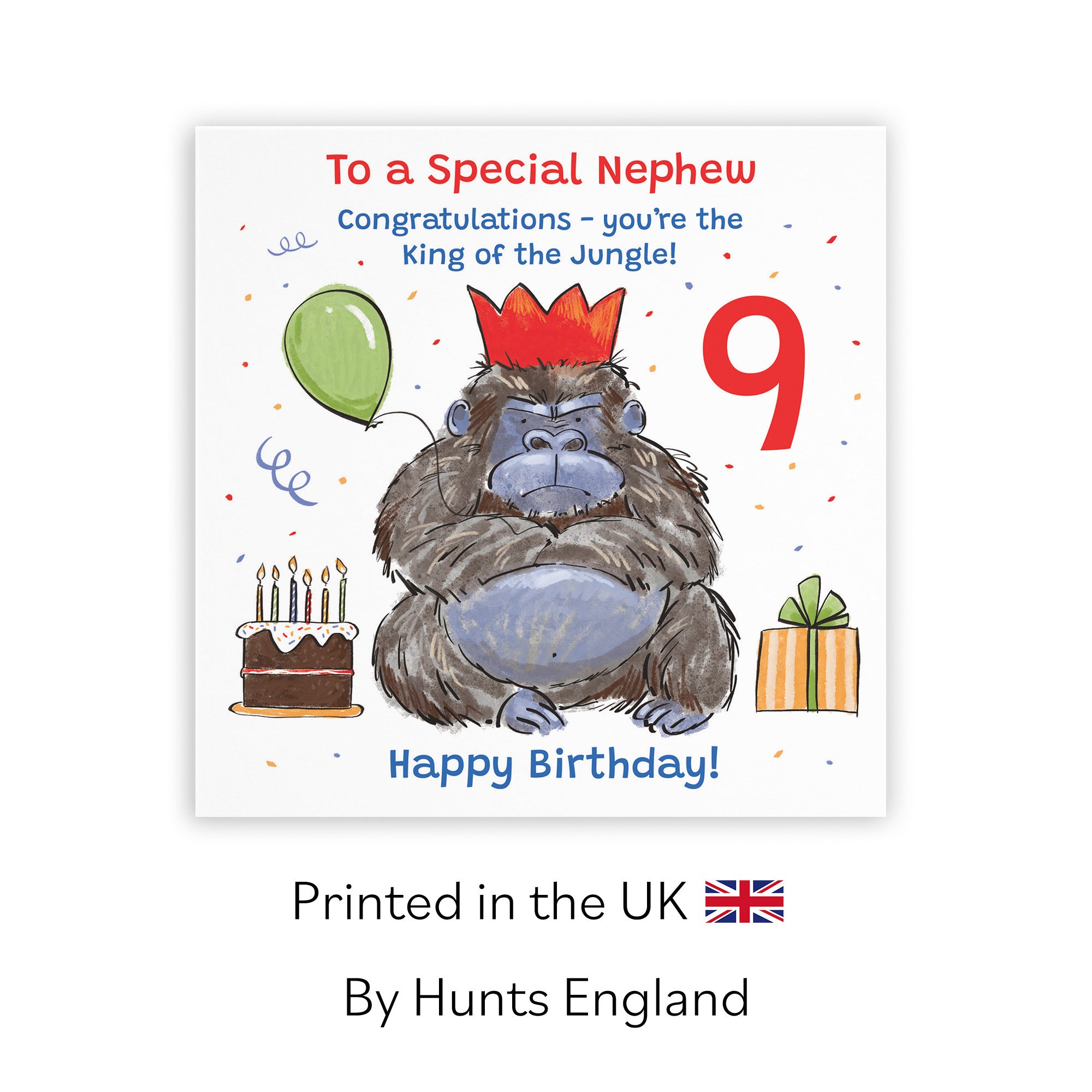 9th Nephew Birthday Card Grumpy Gorilla Animal Party - Default Title (RM00615)