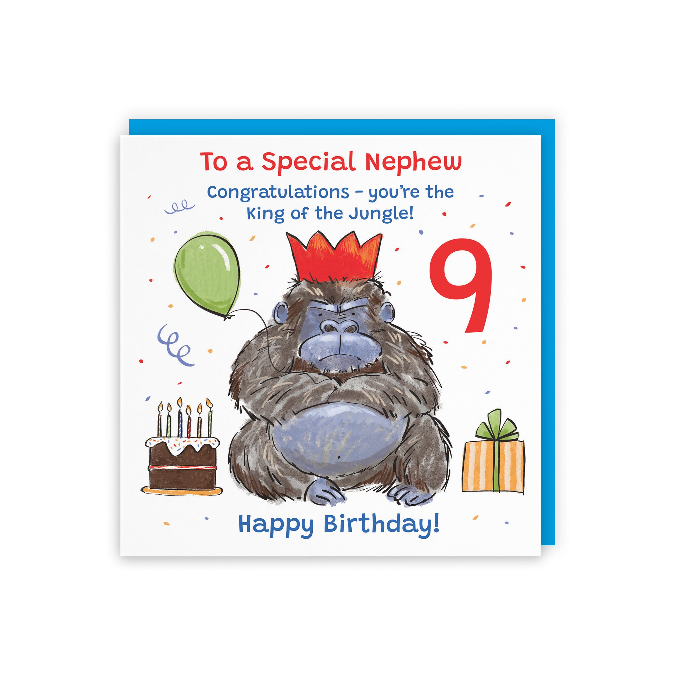 9th Nephew Birthday Card Grumpy Gorilla Animal Party - Default Title (RM00615)