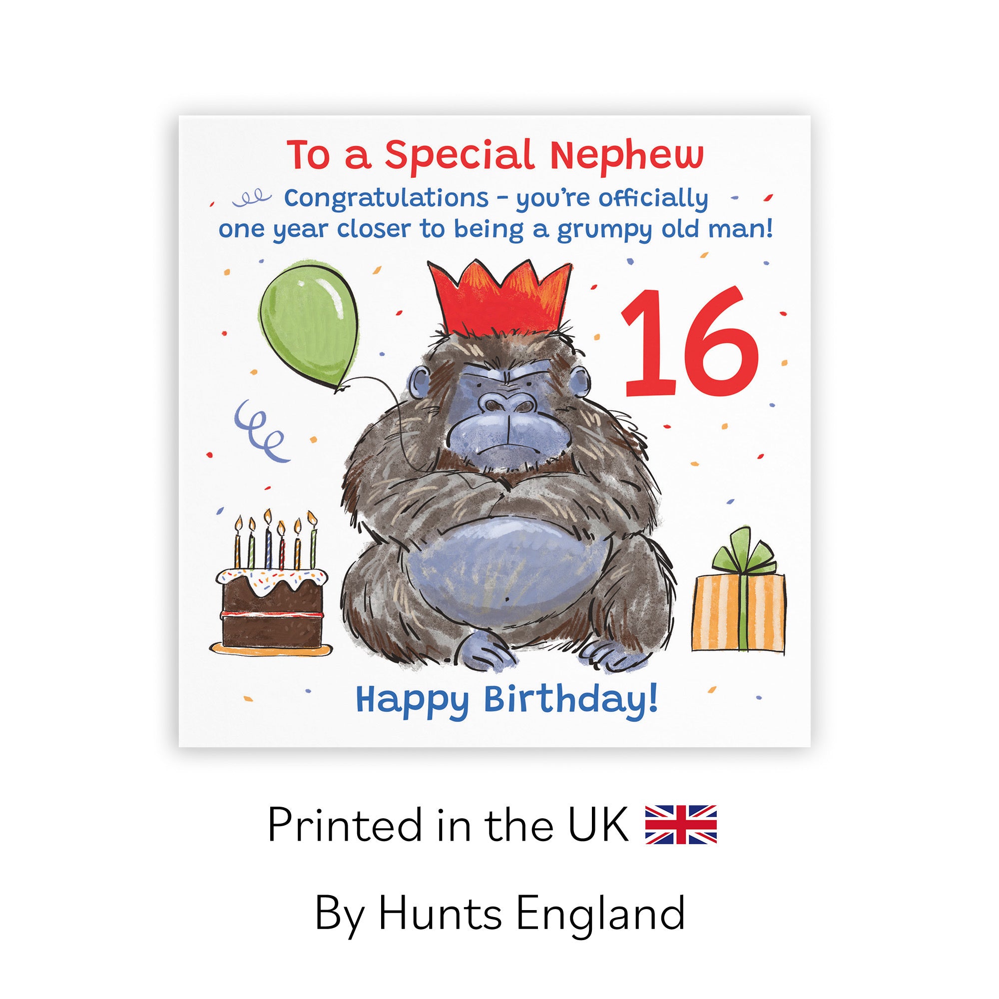 16th Nephew Birthday Card Grumpy Gorilla Animal Party - Default Title (RM00618)