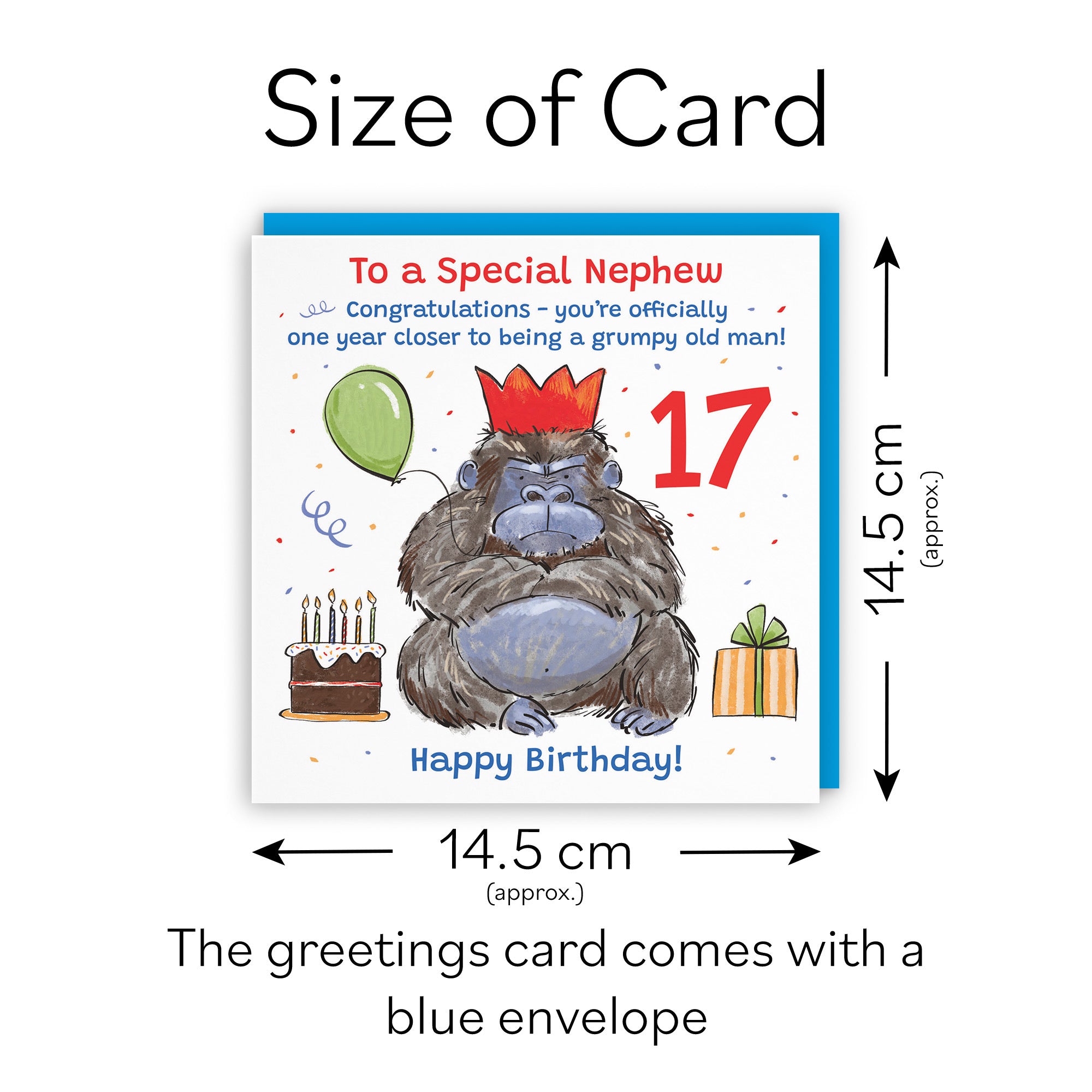 17th Nephew Birthday Card Grumpy Gorilla Animal Party - Default Title (RM00619)