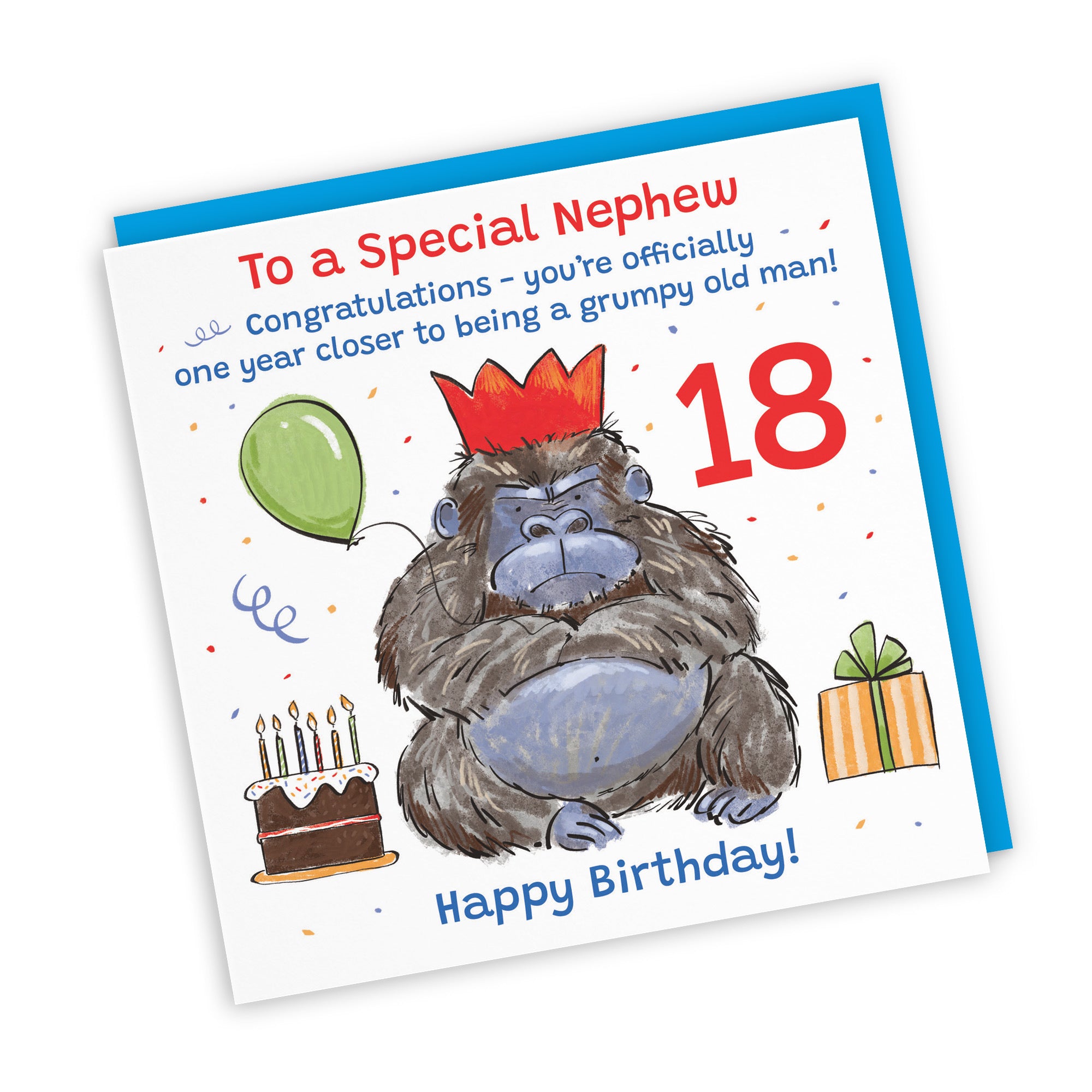 18th Nephew Birthday Card Grumpy Gorilla Animal Party - Default Title (RM00620)