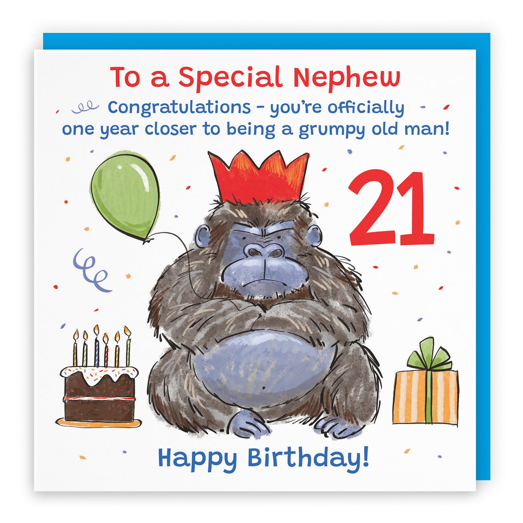 21st Nephew Birthday Card Grumpy Gorilla Animal Party - Default Title (RM00622)