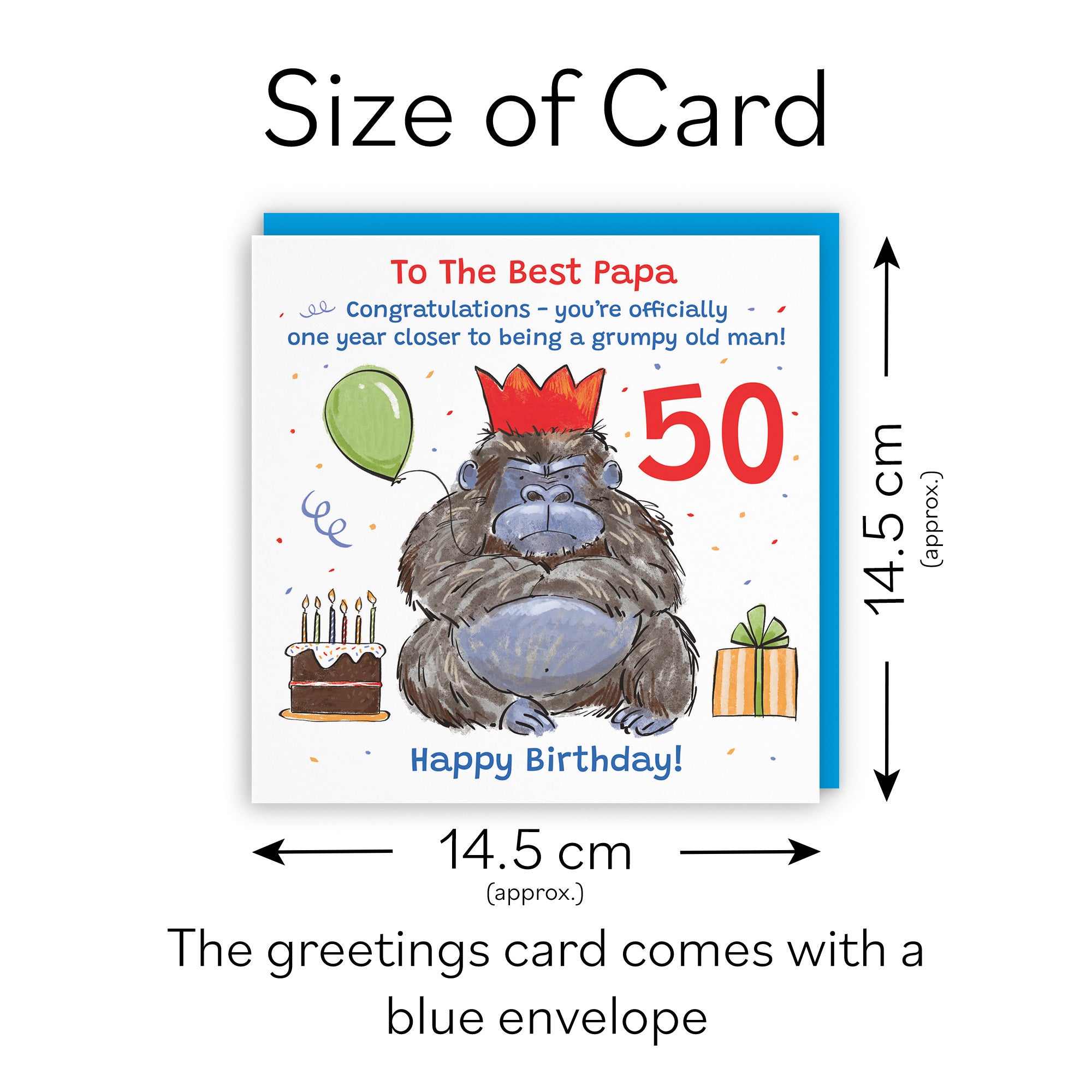 50th Papa Birthday Card Grumpy Gorilla Animal Party - Default Title (RM00627)