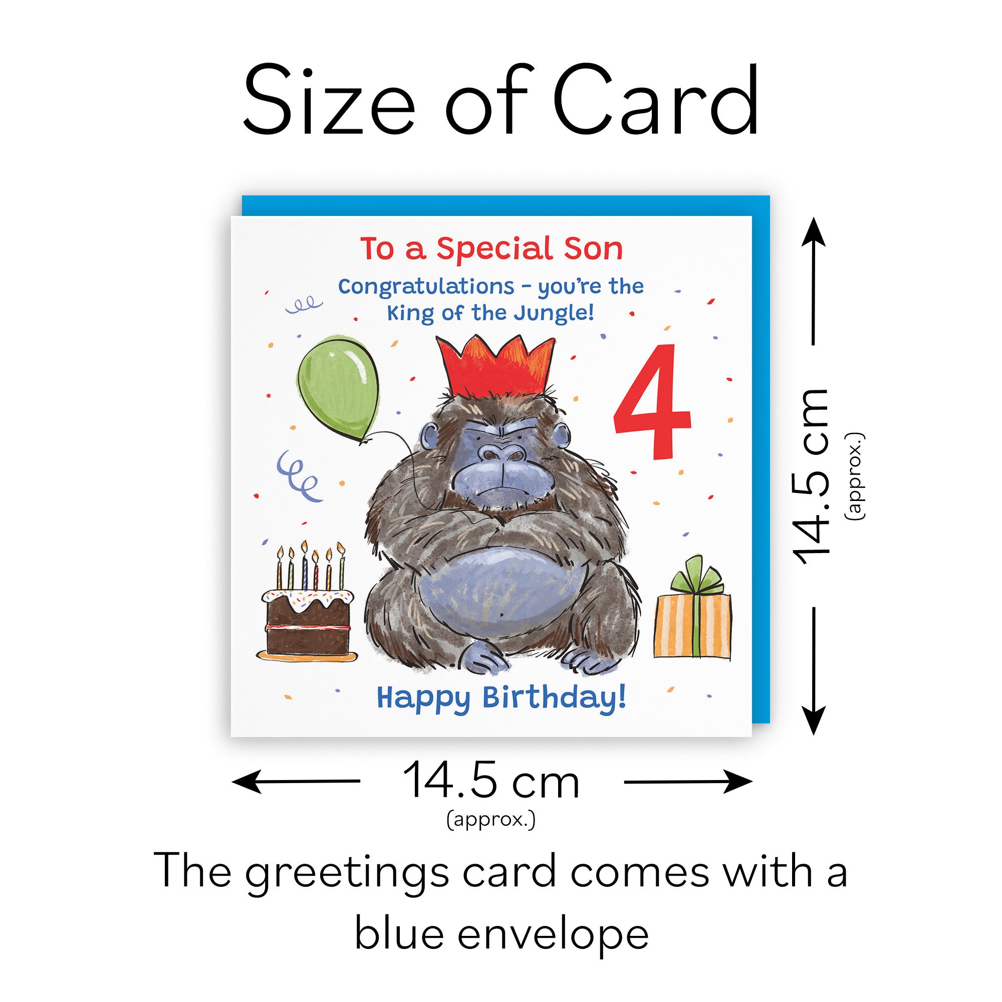 4th Son Birthday Card Grumpy Gorilla Animal Party - Default Title (RM00628)