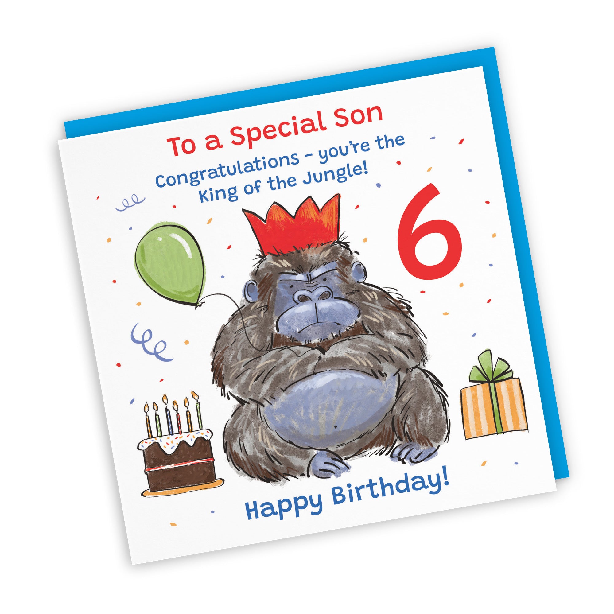 6th Son Birthday Card Grumpy Gorilla Animal Party - Default Title (RM00630)