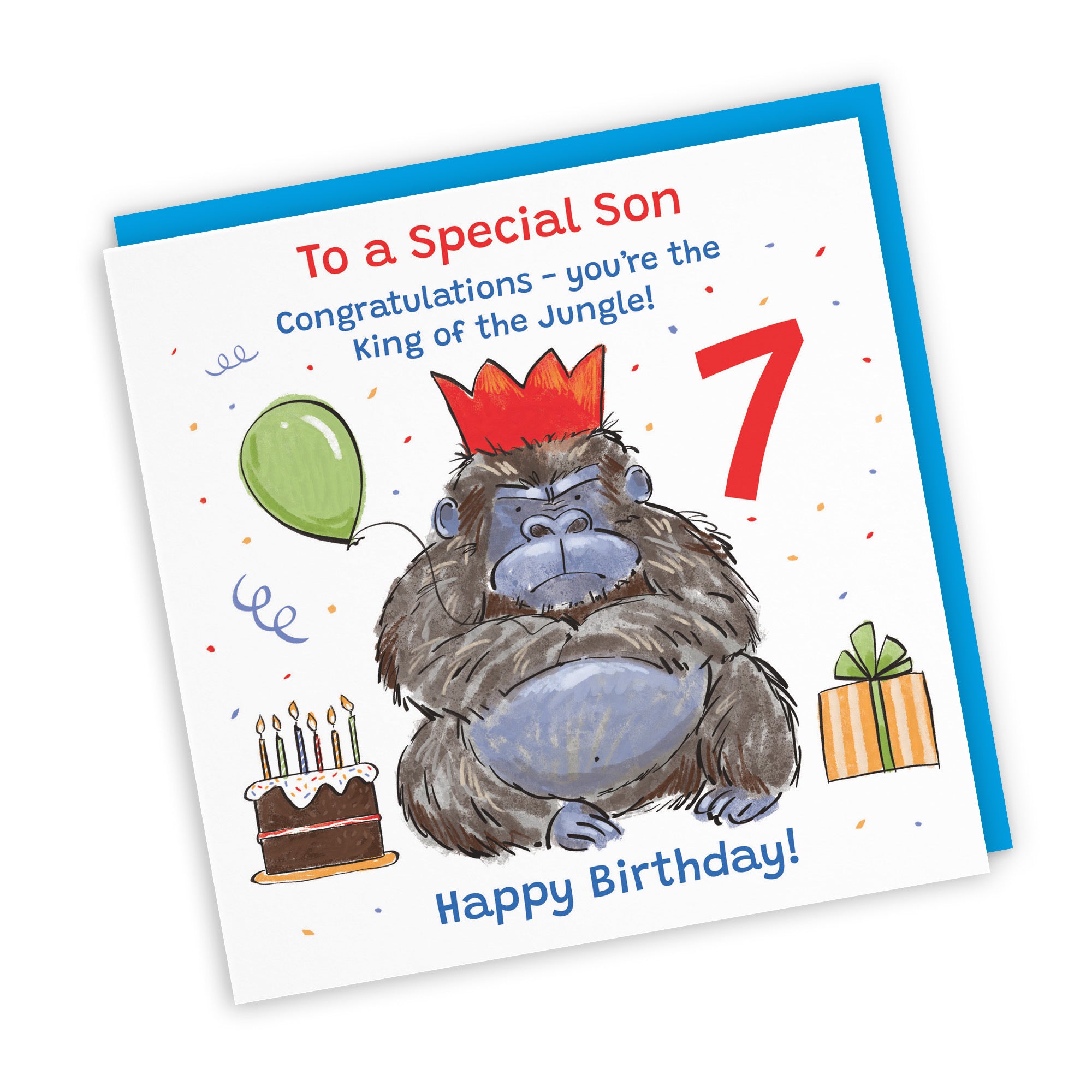 7th Son Birthday Card Grumpy Gorilla Animal Party - Default Title (RM00631)