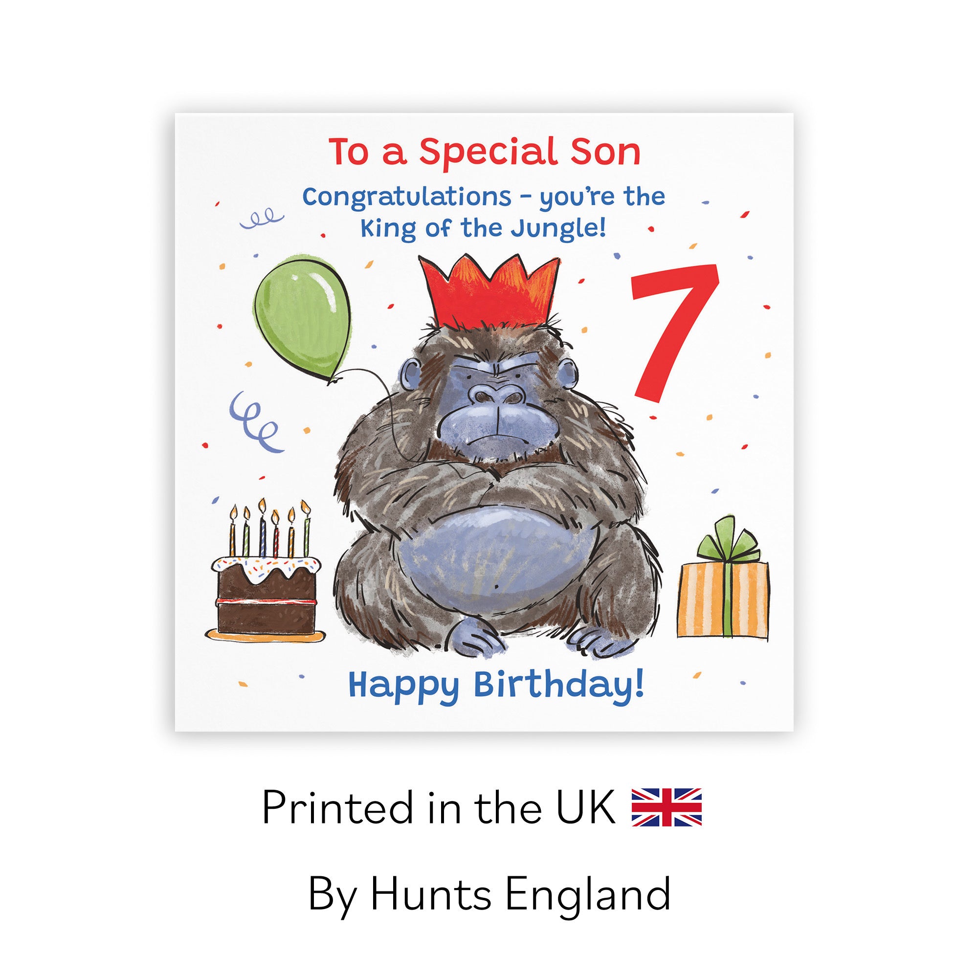 7th Son Birthday Card Grumpy Gorilla Animal Party - Default Title (RM00631)