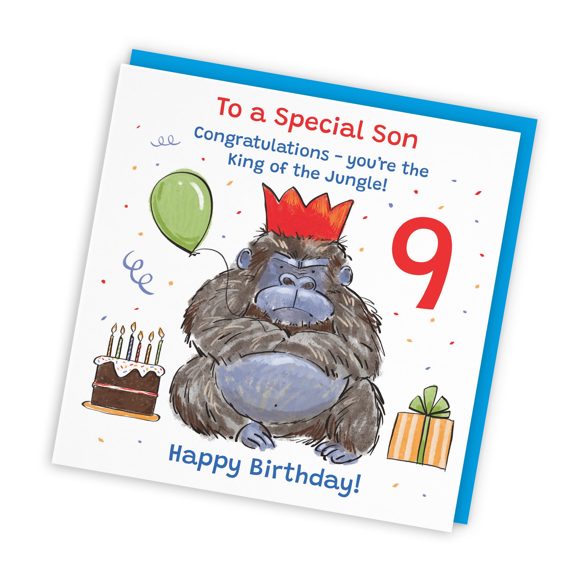 9th Son Birthday Card Grumpy Gorilla Animal Party - Default Title (RM00633)