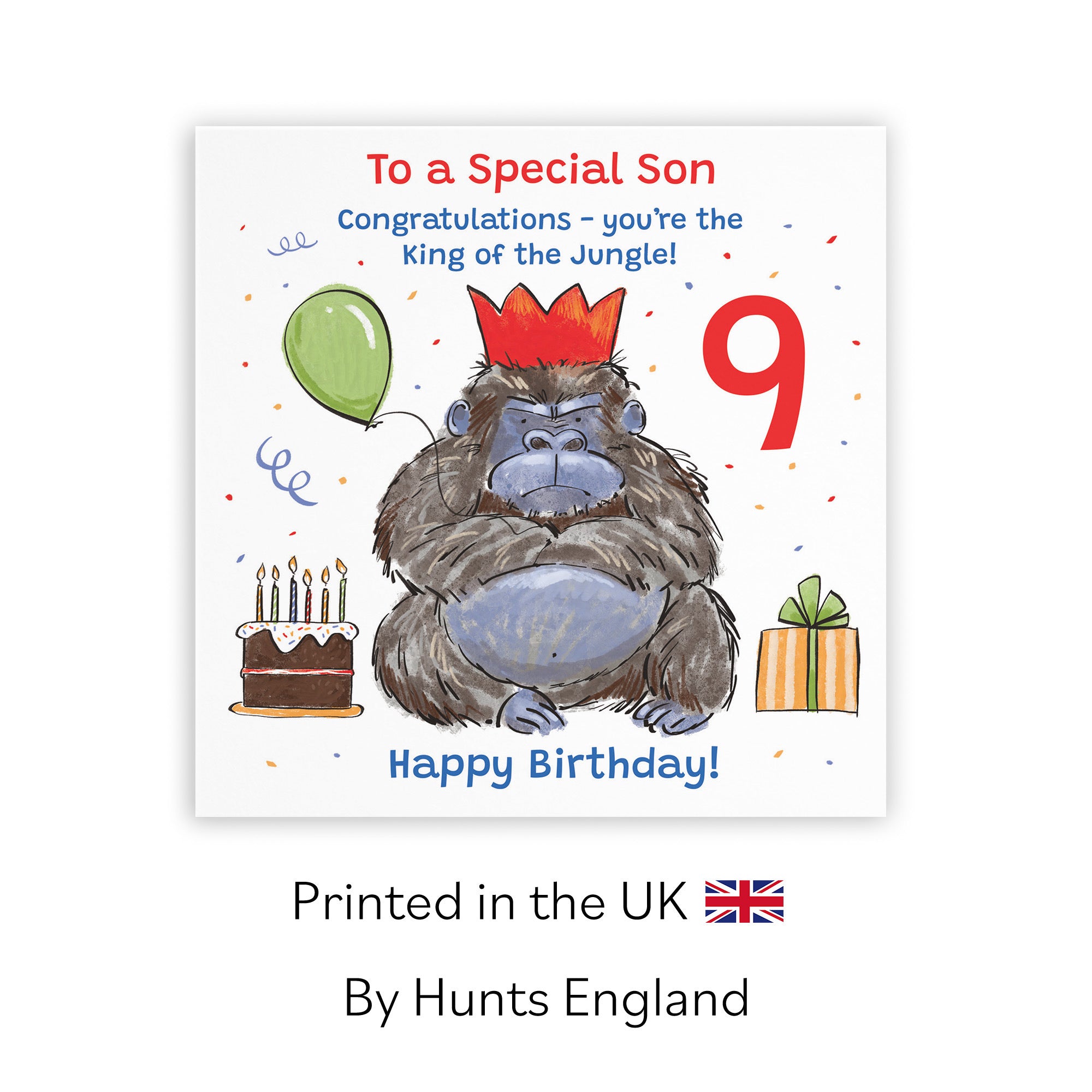 9th Son Birthday Card Grumpy Gorilla Animal Party - Default Title (RM00633)