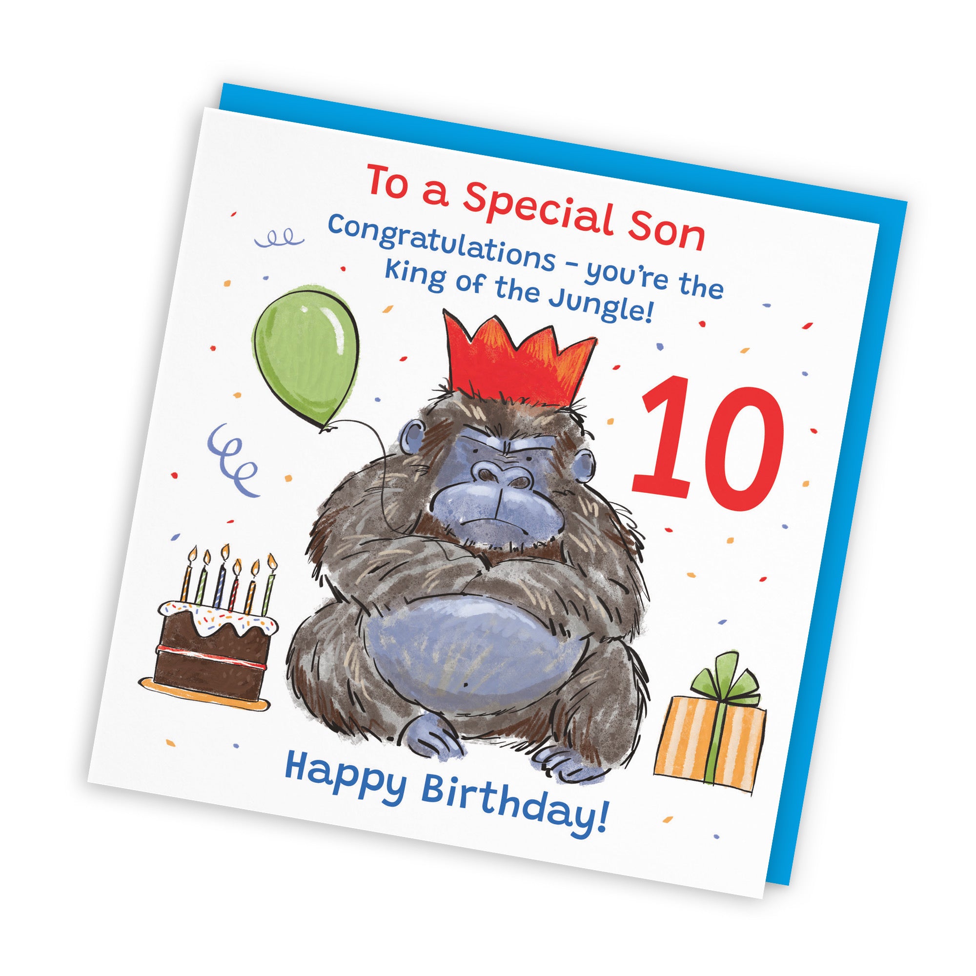 10th Son Birthday Card Grumpy Gorilla Animal Party - Default Title (RM00634)