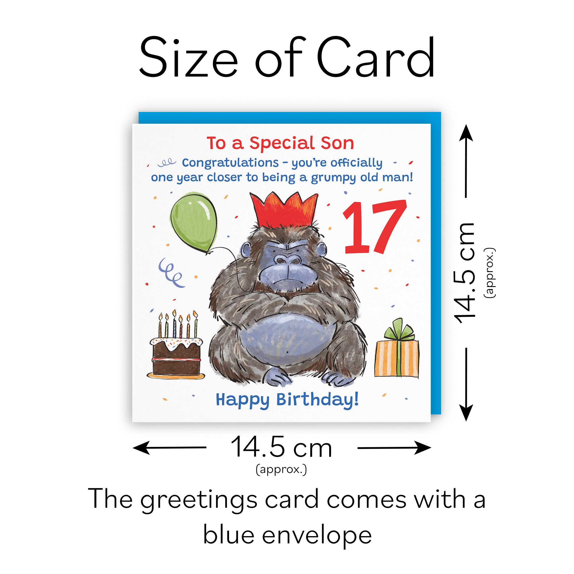 17th Son Birthday Card Grumpy Gorilla Animal Party - Default Title (RM00637)