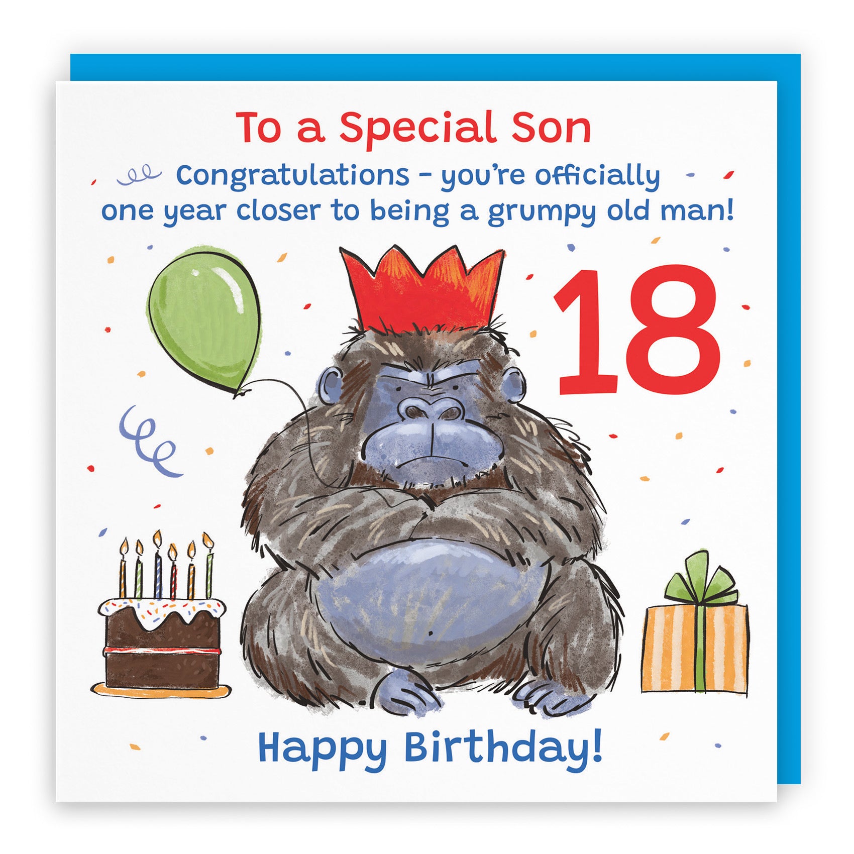 18th Son Birthday Card Grumpy Gorilla Animal Party - Default Title (RM00638)