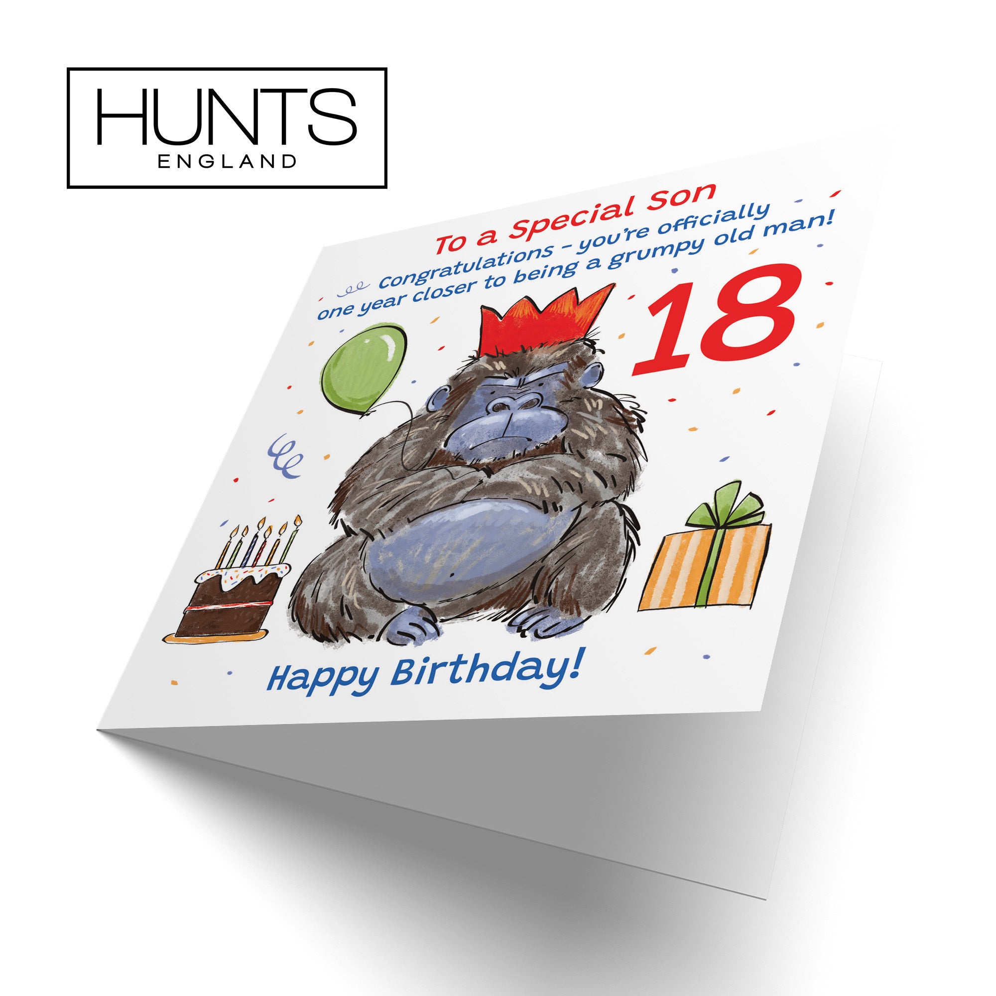 18th Son Birthday Card Grumpy Gorilla Animal Party - Default Title (RM00638)