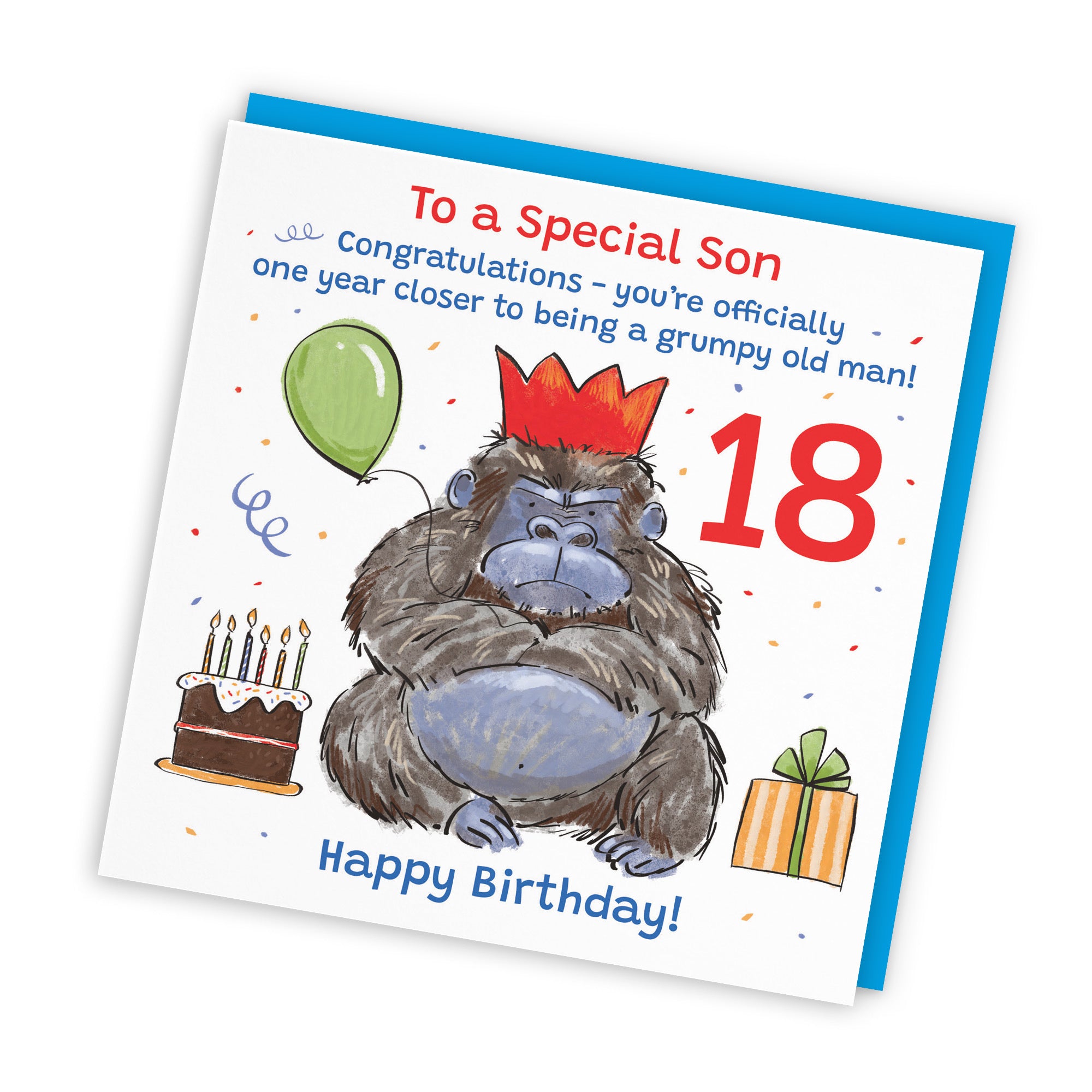 18th Son Birthday Card Grumpy Gorilla Animal Party - Default Title (RM00638)