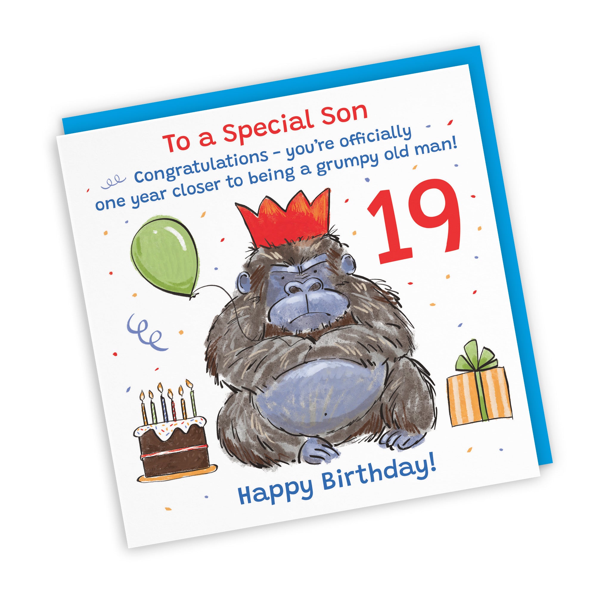 19th Son Birthday Card Grumpy Gorilla Animal Party - Default Title (RM00639)