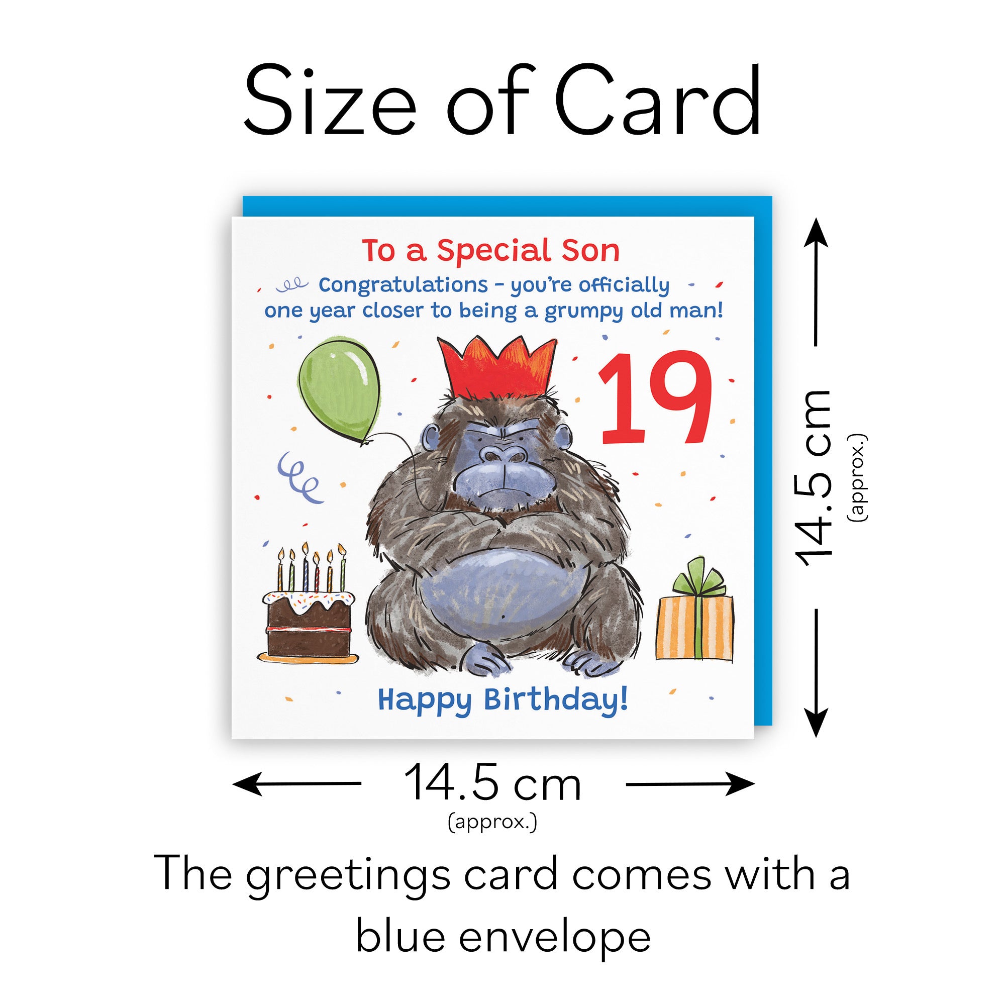 19th Son Birthday Card Grumpy Gorilla Animal Party - Default Title (RM00639)
