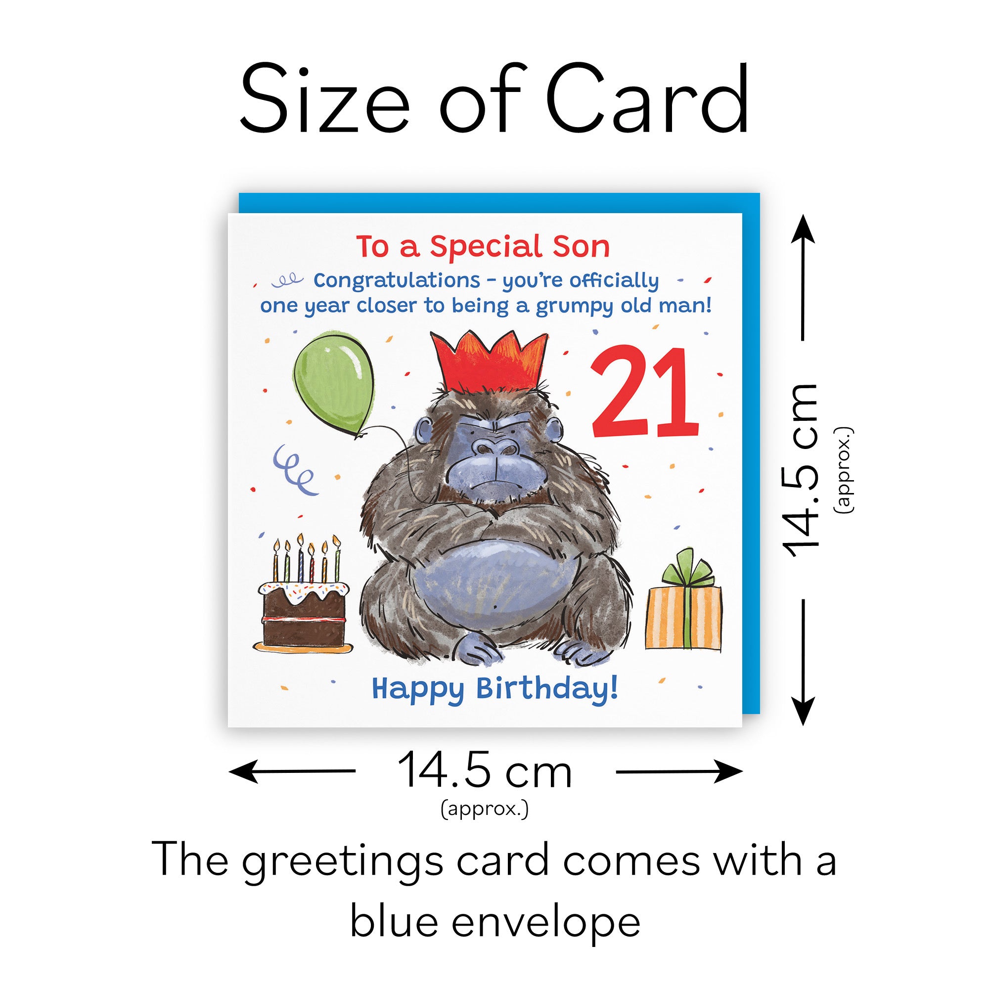 21st Son Birthday Card Grumpy Gorilla Animal Party - Default Title (RM00641)