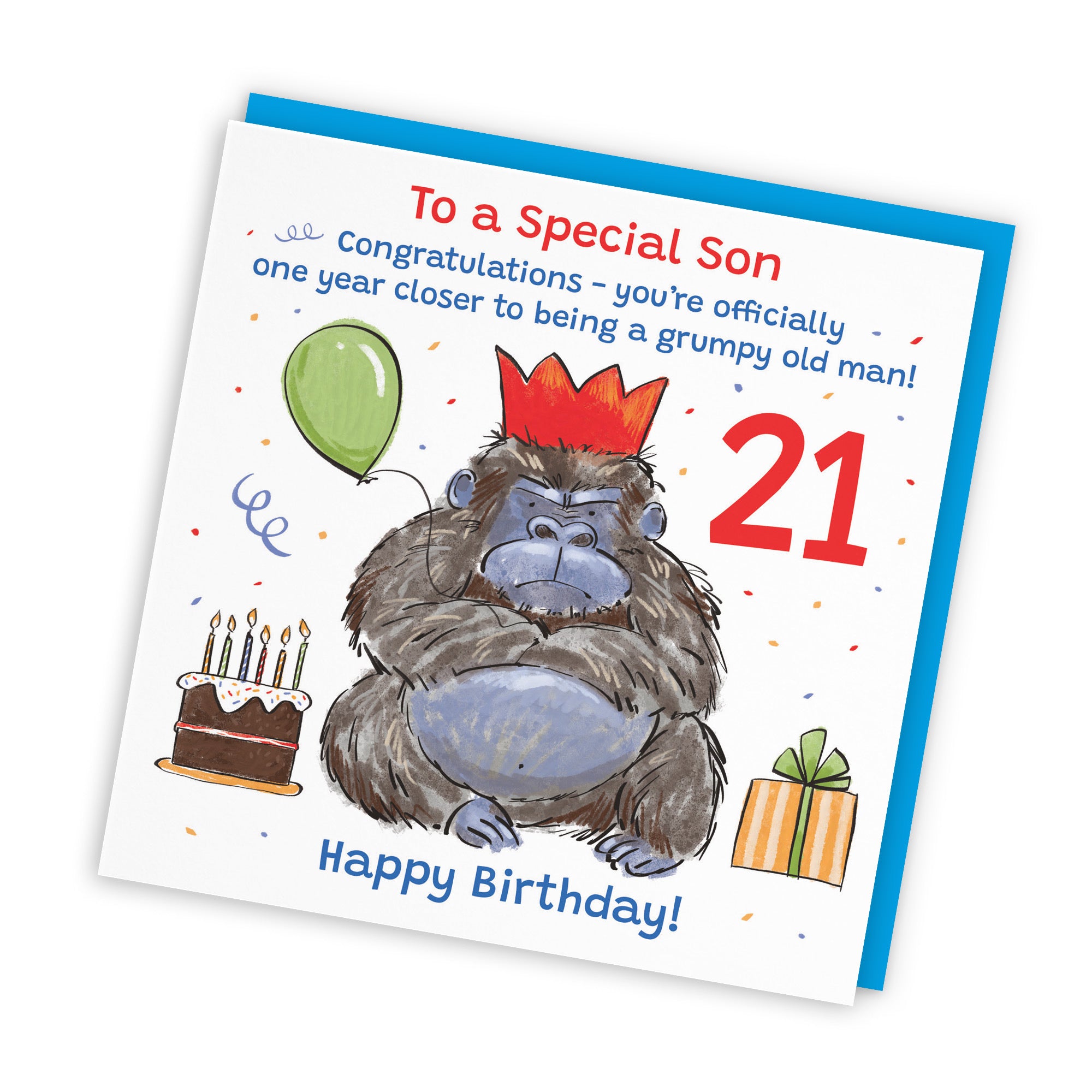 21st Son Birthday Card Grumpy Gorilla Animal Party - Default Title (RM00641)