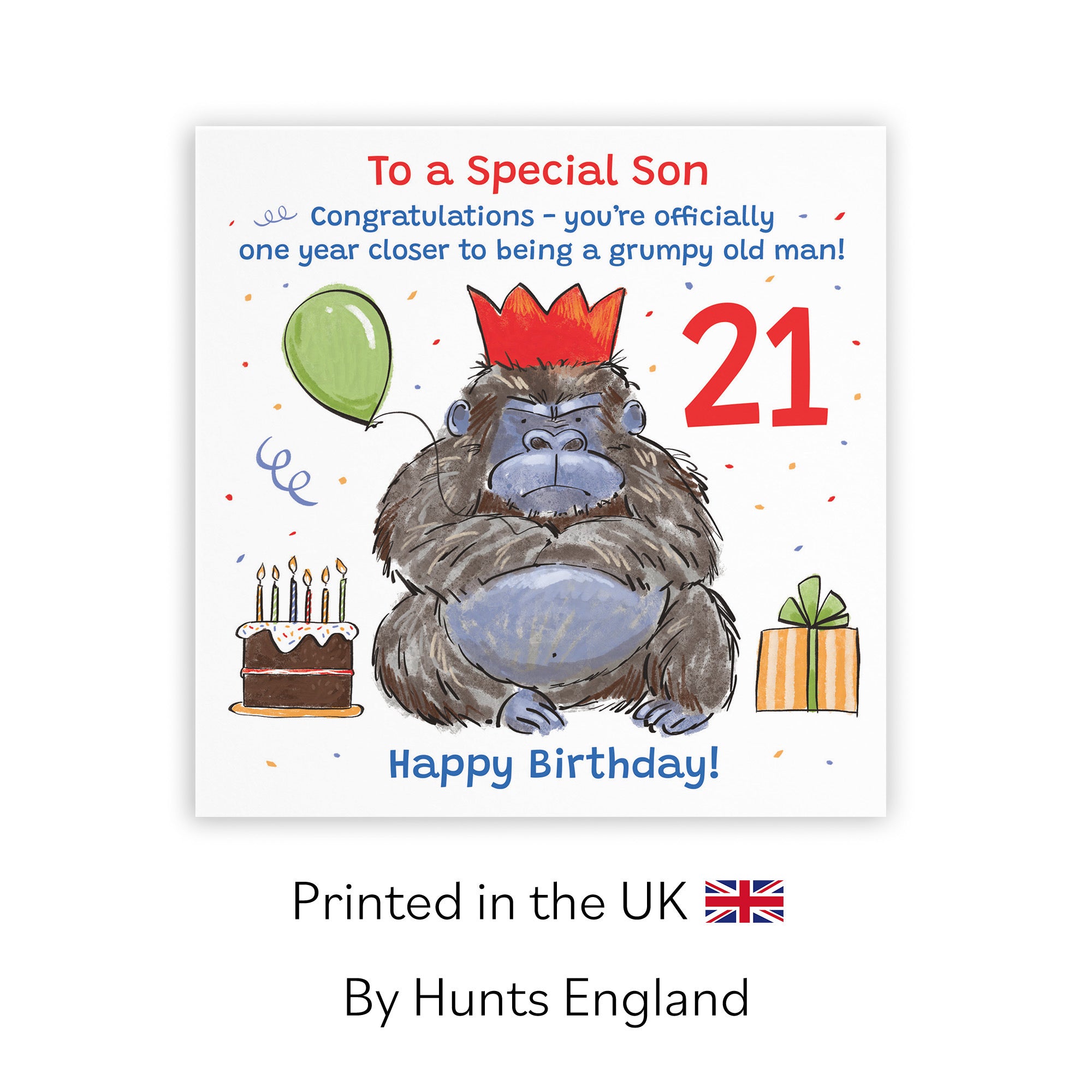 21st Son Birthday Card Grumpy Gorilla Animal Party - Default Title (RM00641)