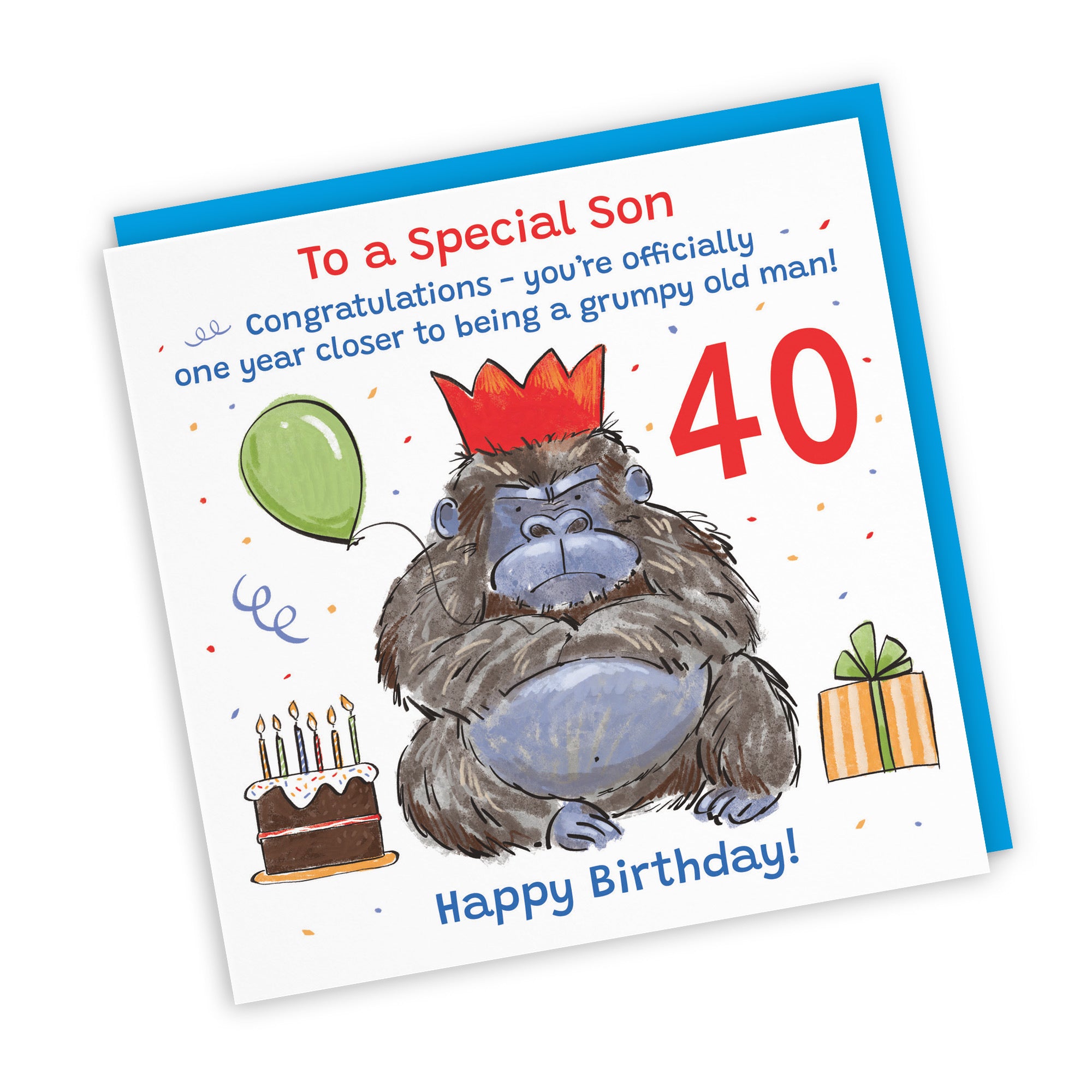 40th Son Birthday Card Grumpy Gorilla Animal Party - Default Title (RM00643)