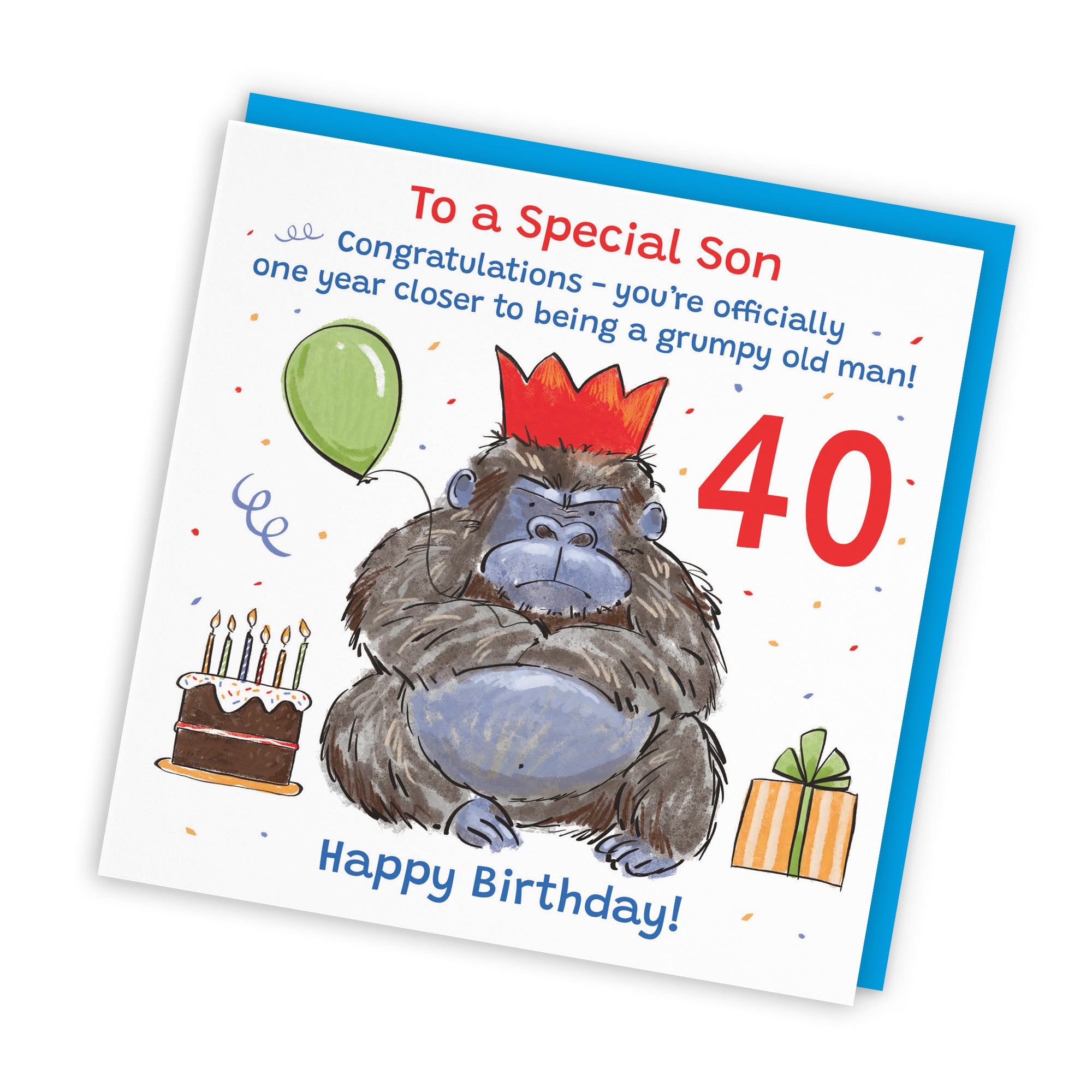 40th Son Birthday Card Grumpy Gorilla Animal Party - Default Title (RM00643)