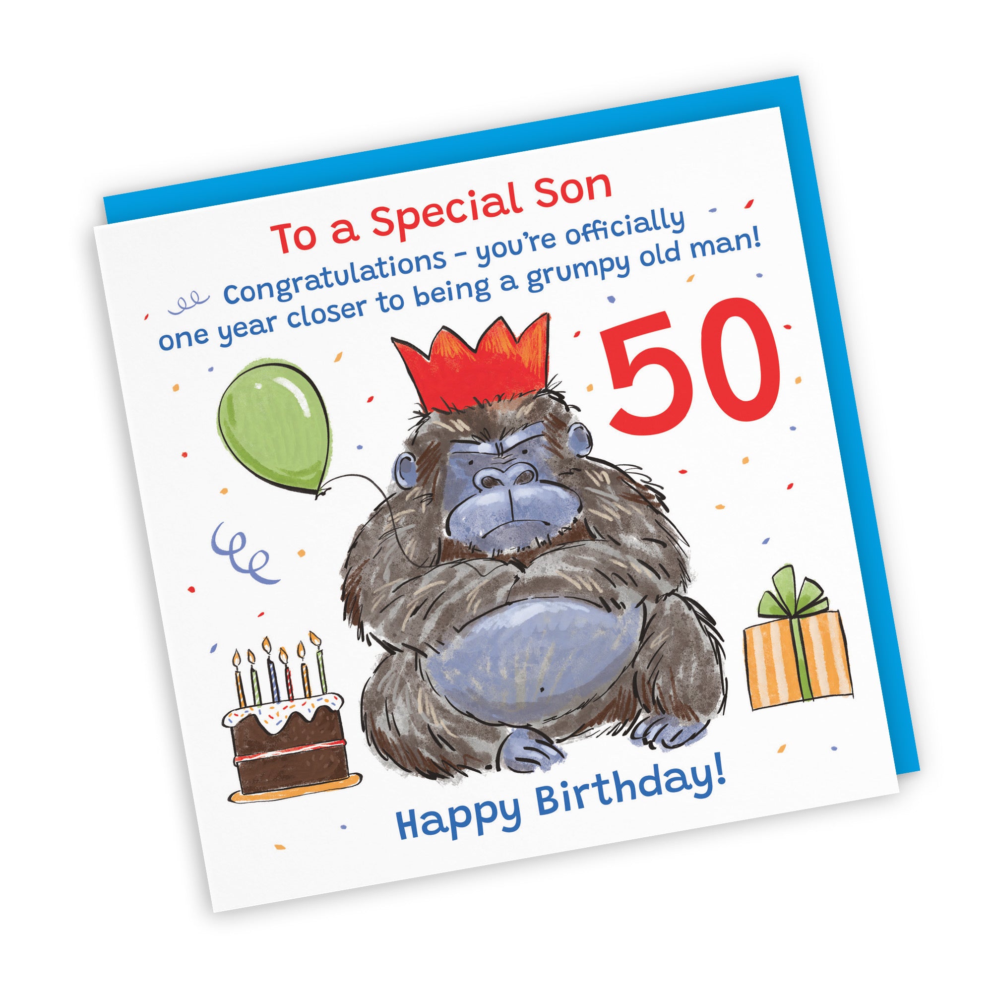 50th Son Birthday Card Grumpy Gorilla Animal Party - Default Title (RM00644)