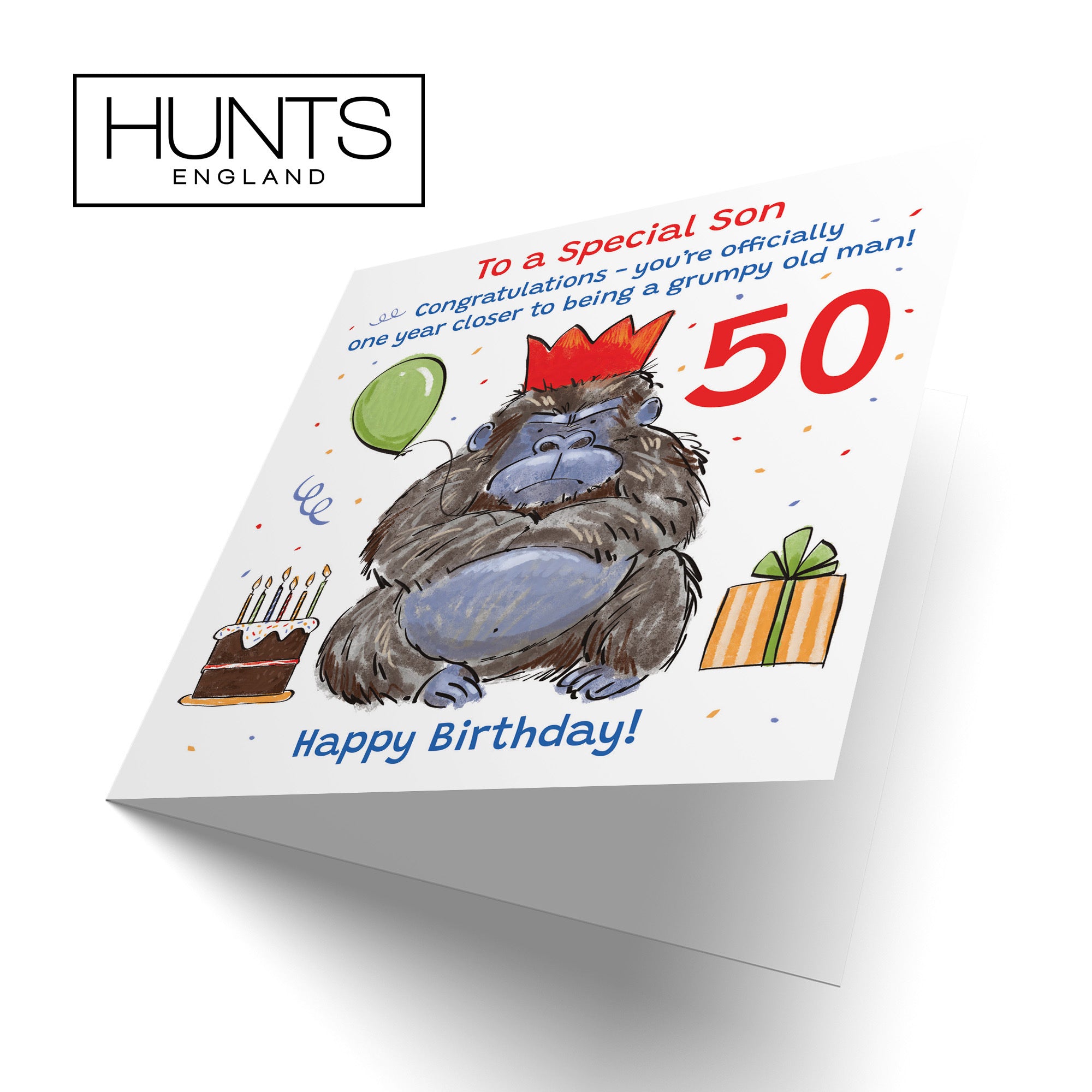 50th Son Birthday Card Grumpy Gorilla Animal Party - Default Title (RM00644)