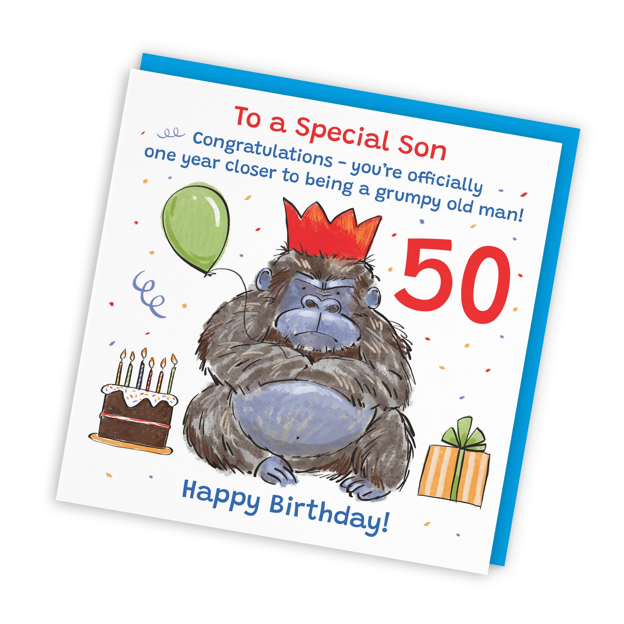50th Son Birthday Card Grumpy Gorilla Animal Party - Default Title (RM00644)